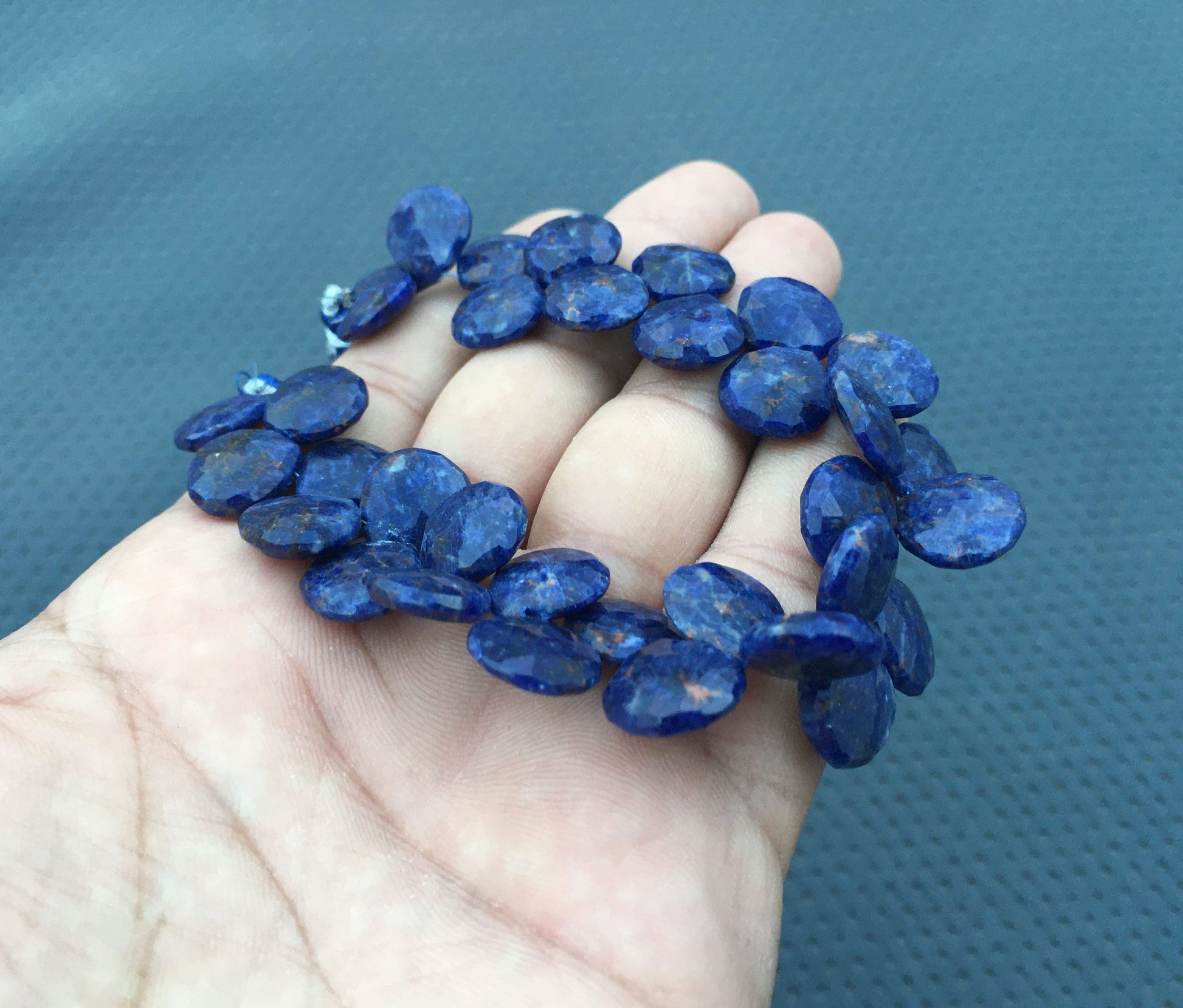 Amazing Beautiful 1 Strand Natural Sodalite Gemstone, 30 Pieces Faceted Heart Shape Briolette Beads, Size 12-13 MM Making Jewelry Blue Stone