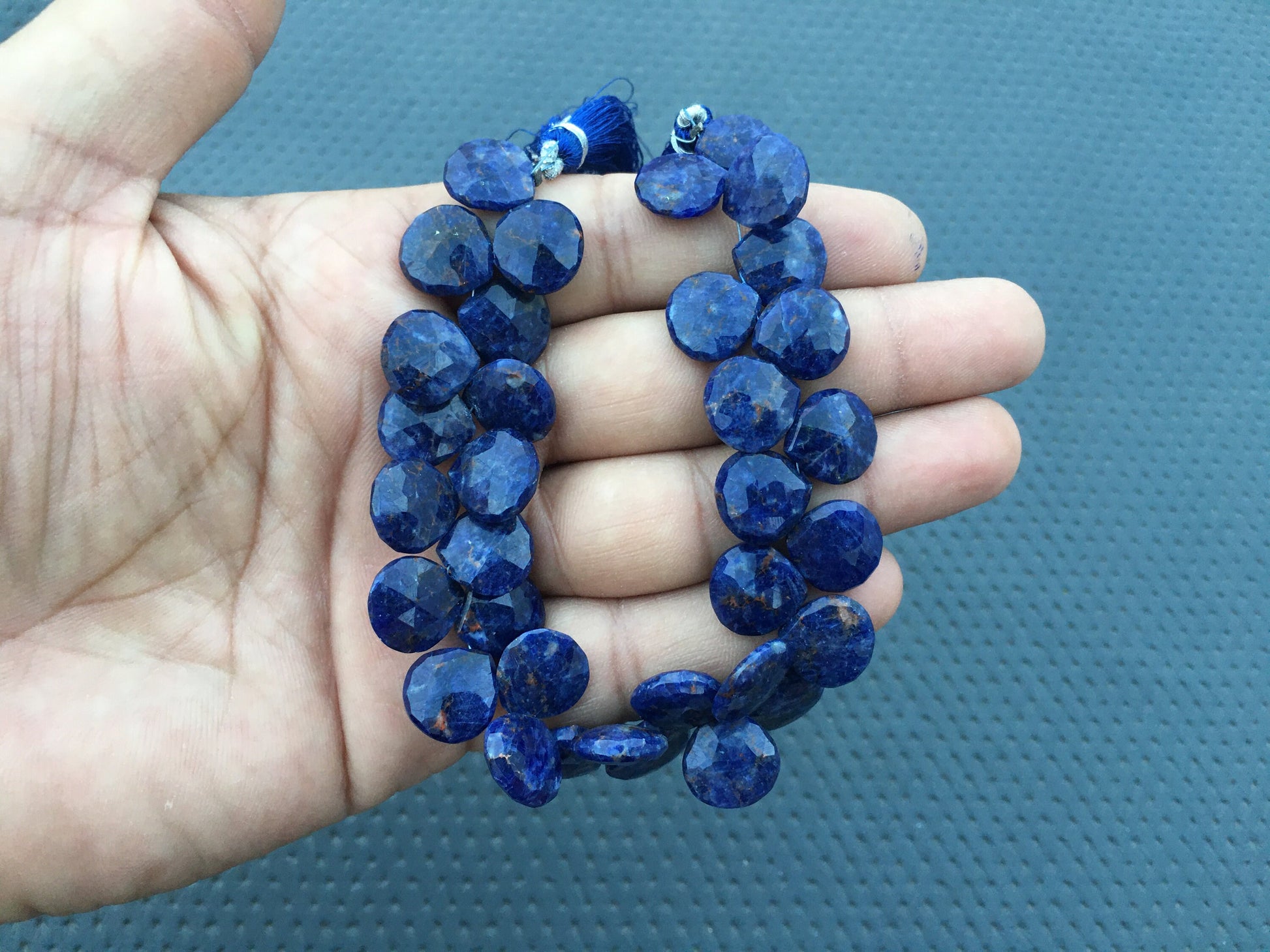 Amazing Beautiful 1 Strand Natural Sodalite Gemstone, 30 Pieces Faceted Heart Shape Briolette Beads, Size 12-13 MM Making Jewelry Blue Stone