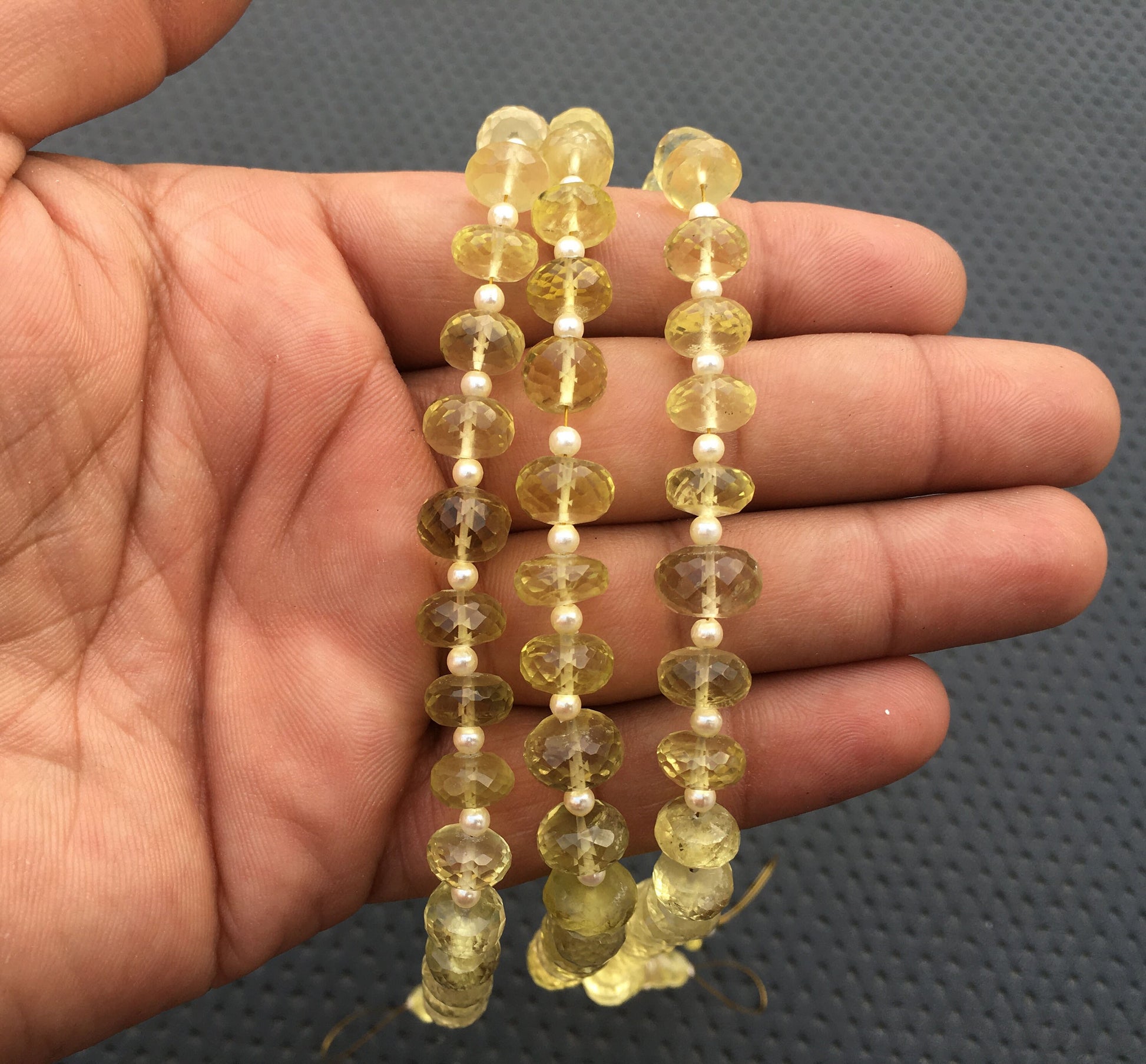 Natural Lemon Quartz Gemstone 13"Long Strand Faceted Quartz Lemon Rondelle Beads Size 5-10 MM Yellow Lemon Beads Lemon quartz Beads Jewelry