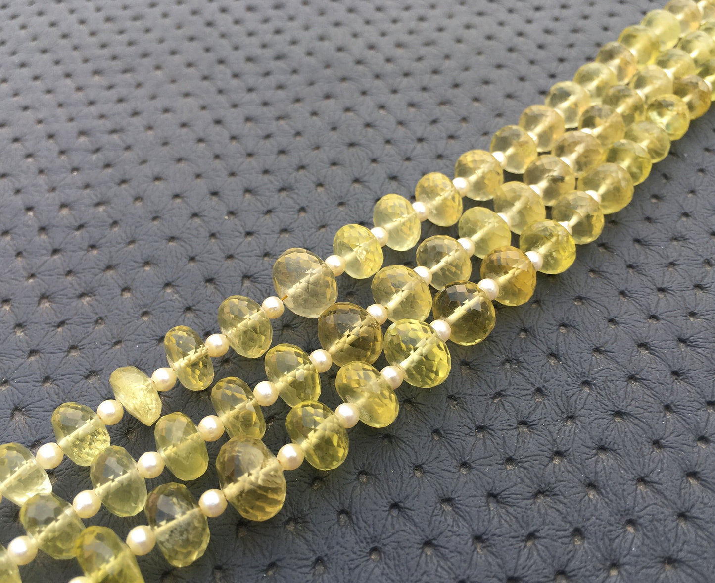 Natural Lemon Quartz Gemstone 13"Long Strand Faceted Quartz Lemon Rondelle Beads Size 5-10 MM Yellow Lemon Beads Lemon quartz Beads Jewelry