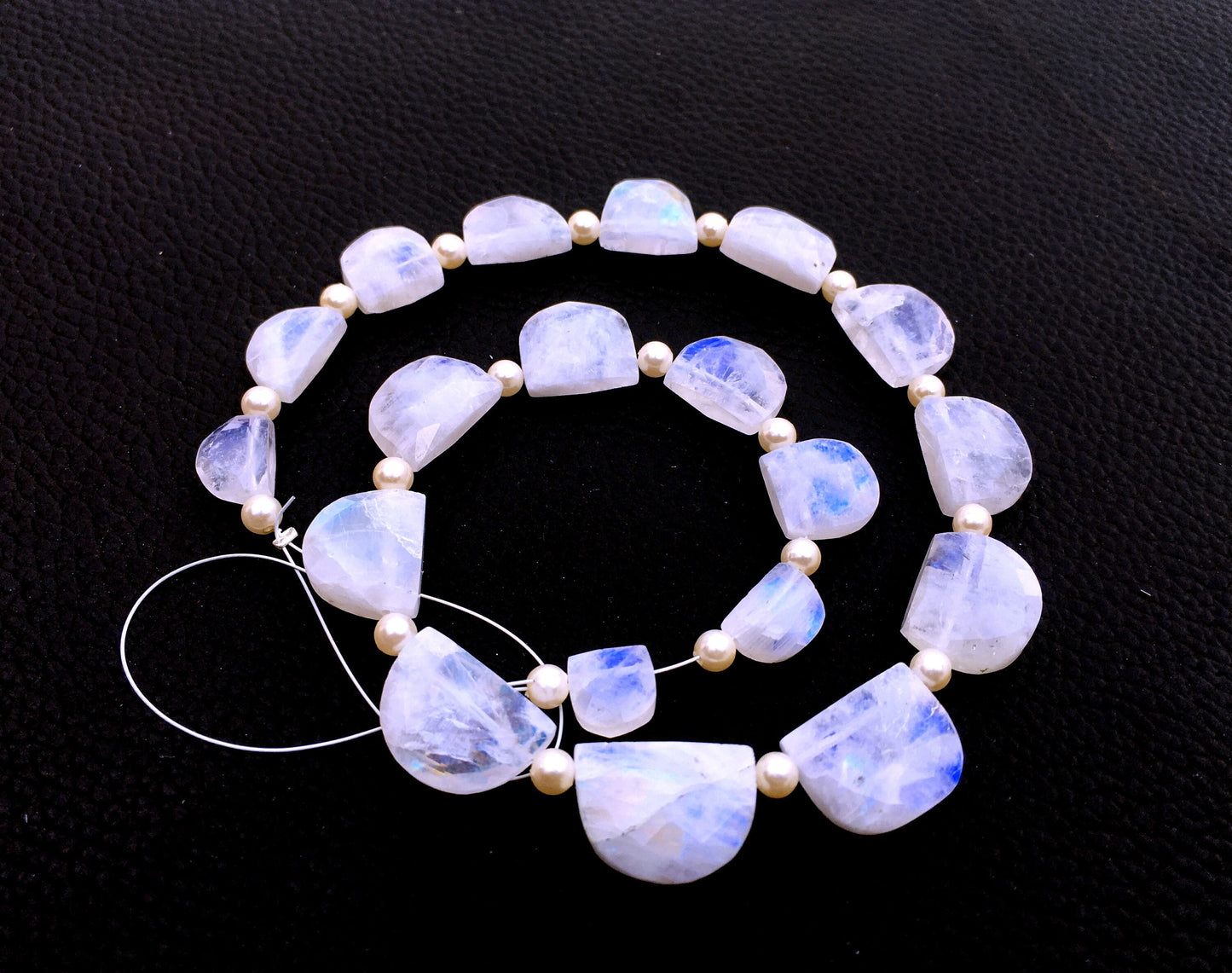 Fabulous Gemstone 16 Piece Natural Rainbow Moonstone,Size 10x9-16x12 MM Faceted U Shape Moonstone Briolette Beads Blue Flashy Making Jewelry