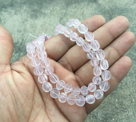 Fantastic Quality Natural Rose Quartz Gemstone 8"Long strand fancy Rondelle Beads 24 Pieces Faceted Beads Size 7-8 MM Rose quartz Wholesale