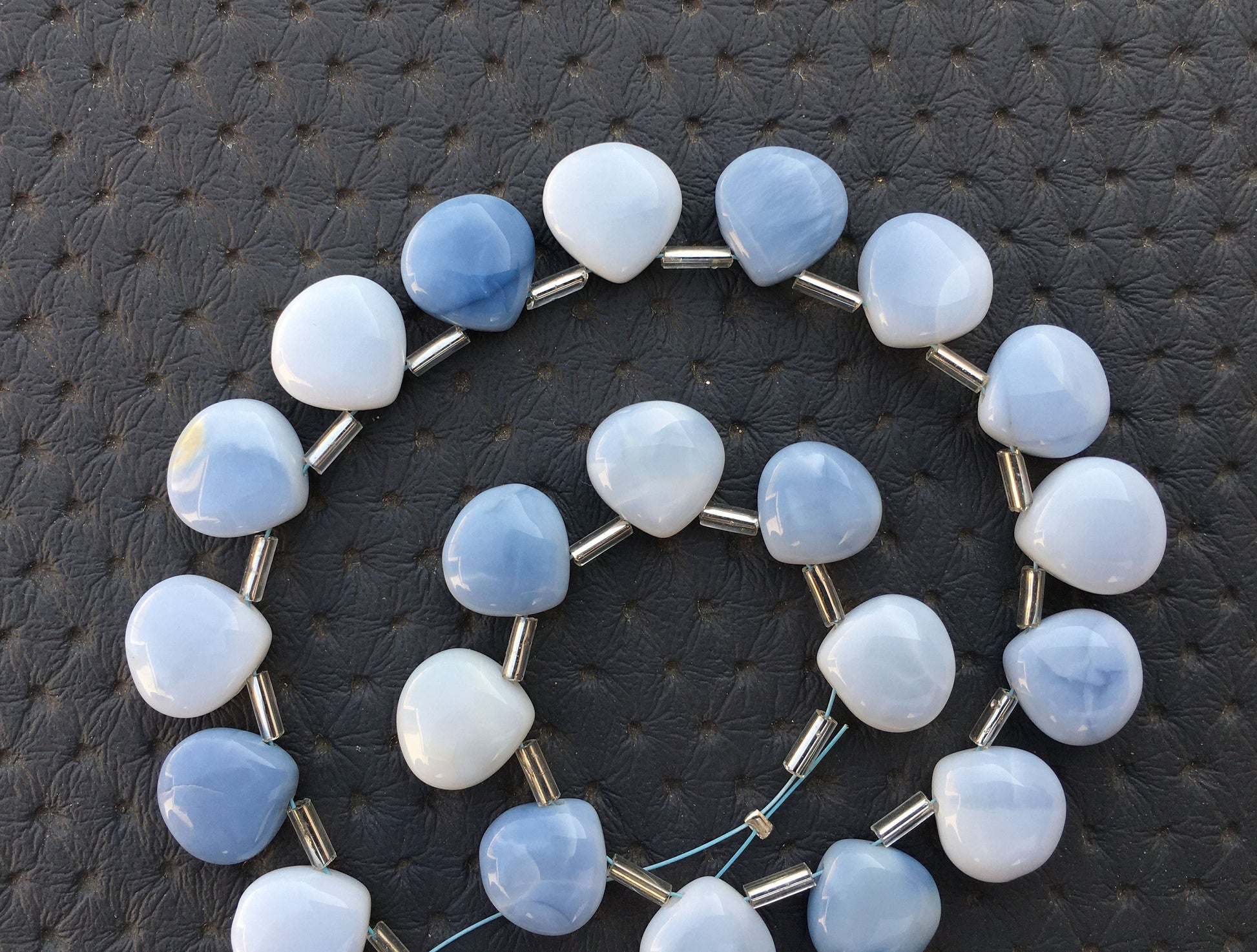 Unbelievable Beautiful Unique 23 Pieces Natural Blue Opal Gemstone,Smooth Heart Shape Beads Size 10 MM Smooth Opal October Birthstone Beads