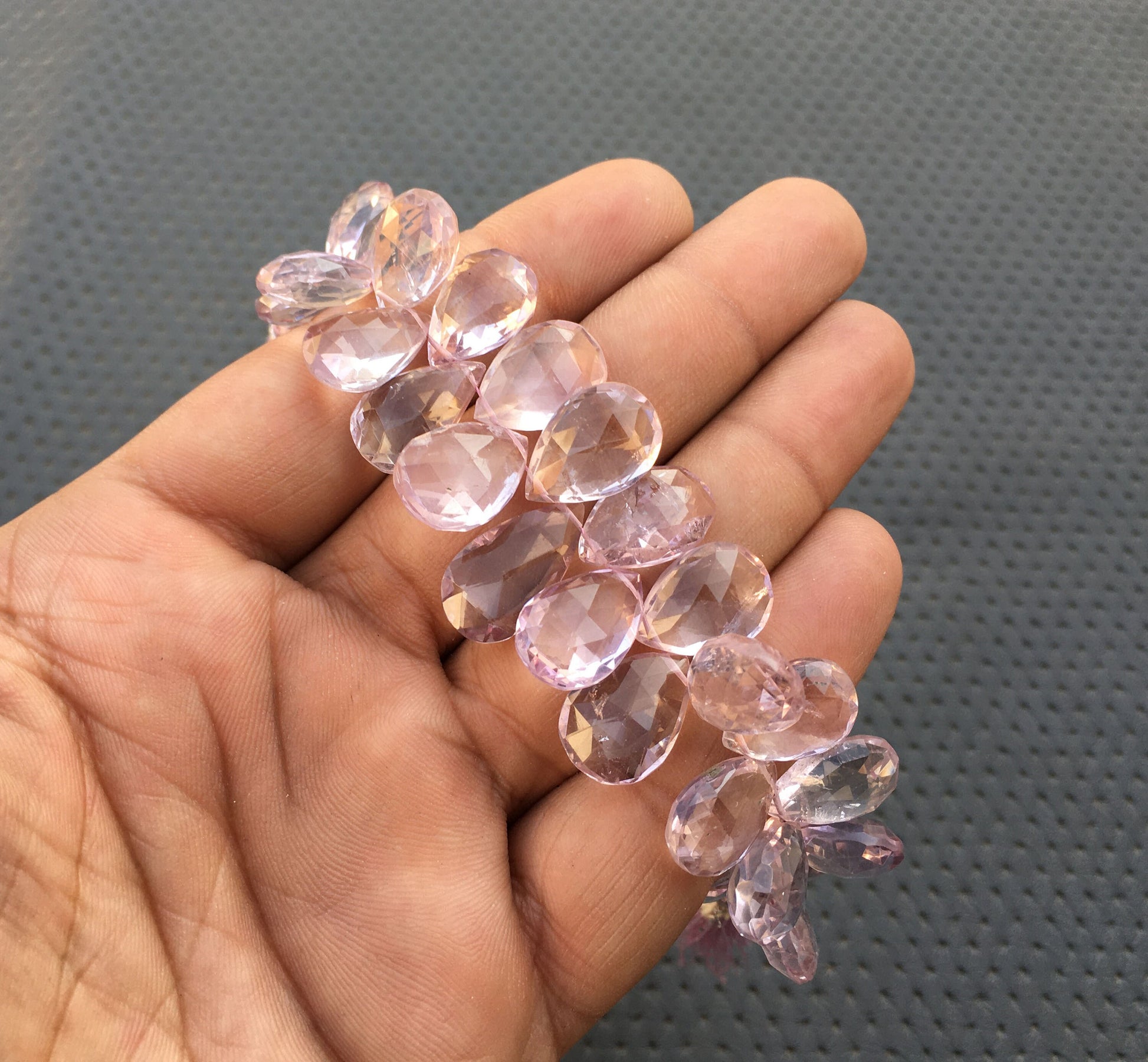 Illumination Gemstone Handmade Pear Briolette Beads Natural Pink Amethyst Gemstone 27 Pieces Faceted Pear Shape Size 9x13-11x18 MM Stone