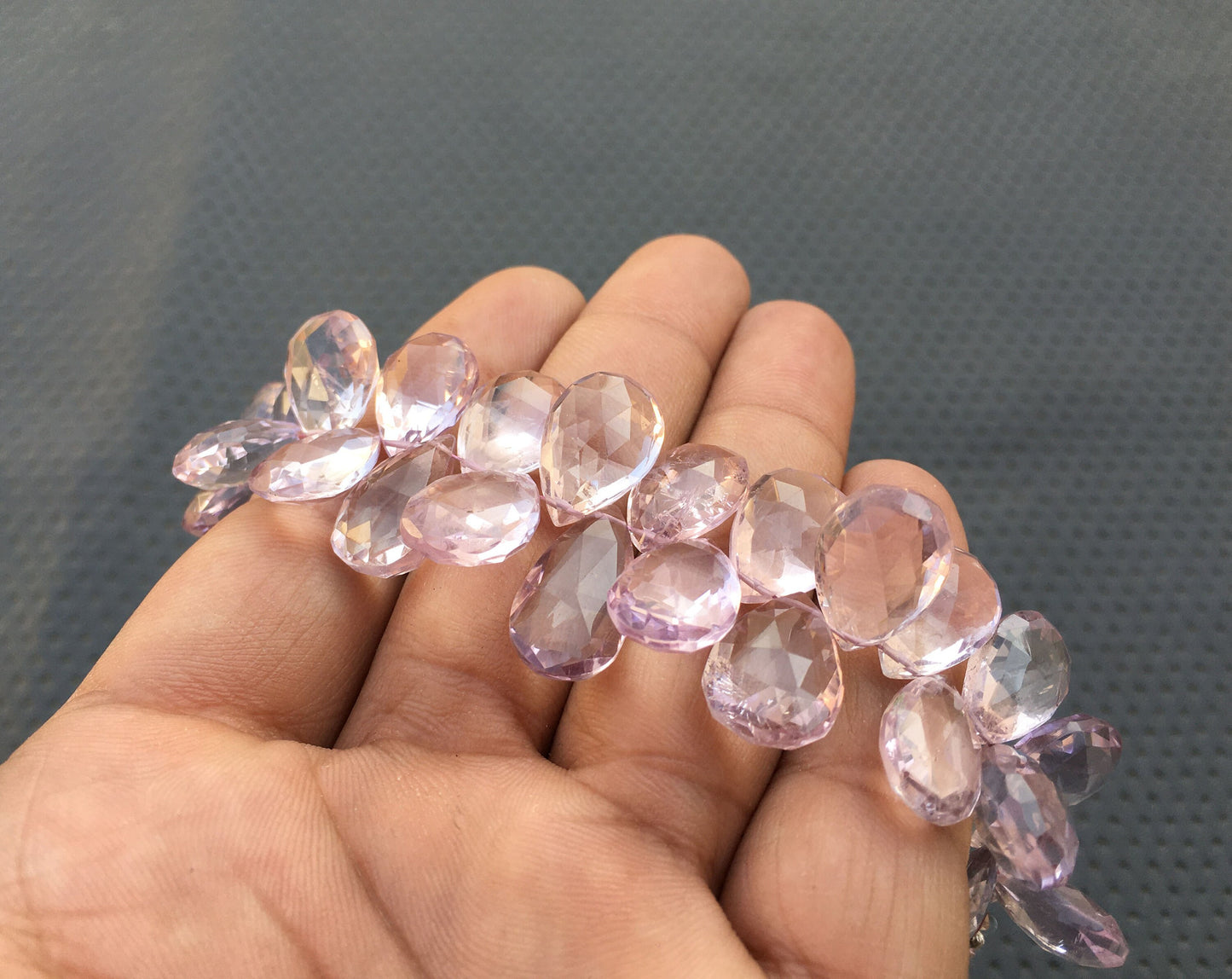 Illumination Gemstone Handmade Pear Briolette Beads Natural Pink Amethyst Gemstone 27 Pieces Faceted Pear Shape Size 9x13-11x18 MM Stone