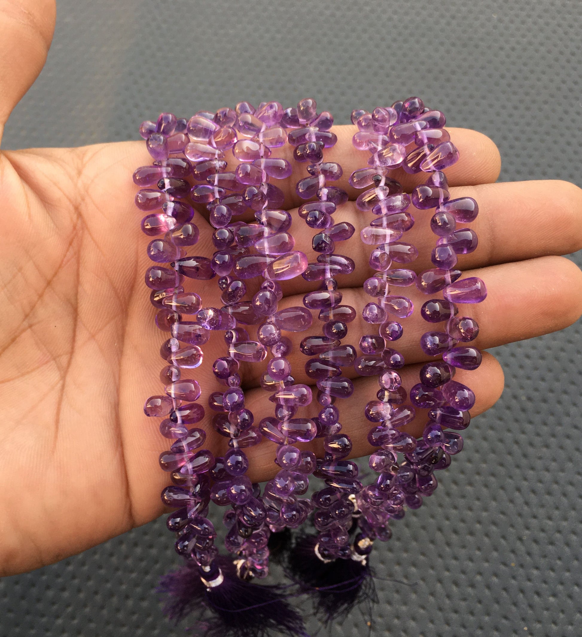 Excellent Quality Natural Blue Amethyst Gemstone 8"Long Strand Smooth Teardrop Shape Briolette Beads Size 4x6-5x8 MM Making Jewelry Beads