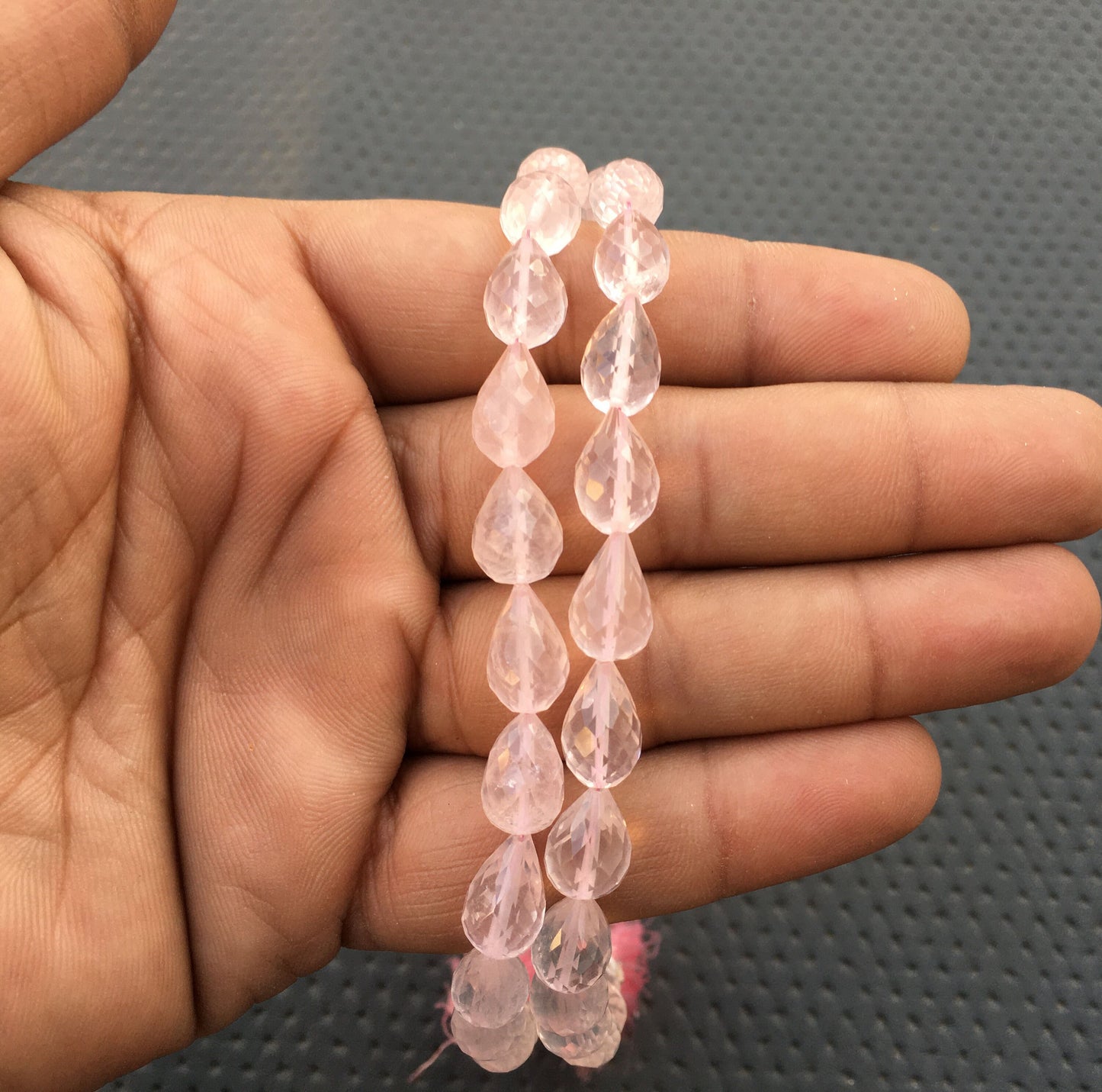 Blessing way Beads Prominent Gemstone 18 Pieces Natural Rose Quartz Gemstone Faceted Teardrop shape,Size 7x10-8x12 MM Pink Briolette Beads