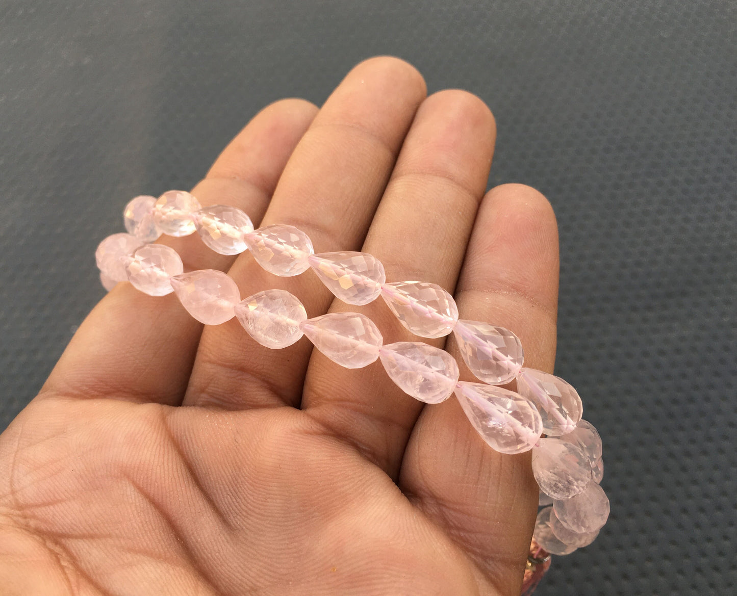 Blessing way Beads Prominent Gemstone 18 Pieces Natural Rose Quartz Gemstone Faceted Teardrop shape,Size 7x10-8x12 MM Pink Briolette Beads