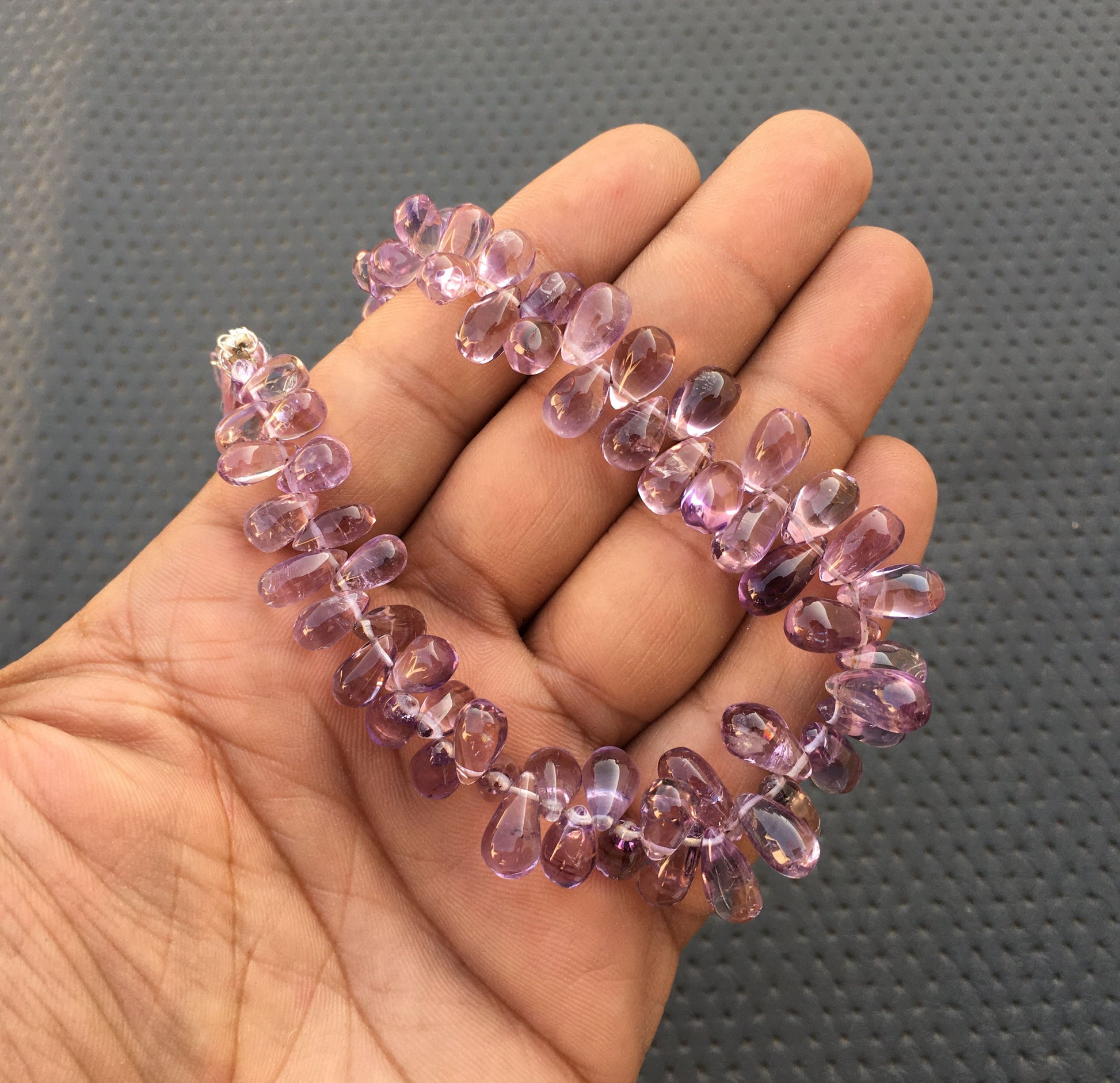 60 Piece Beautiful 8"Long Strand Smooth Teardrop Beads Natural Pink Amethyst Gemstone Briolette Beads Size 4x7-6x15 MM Pink Amethyst Stone