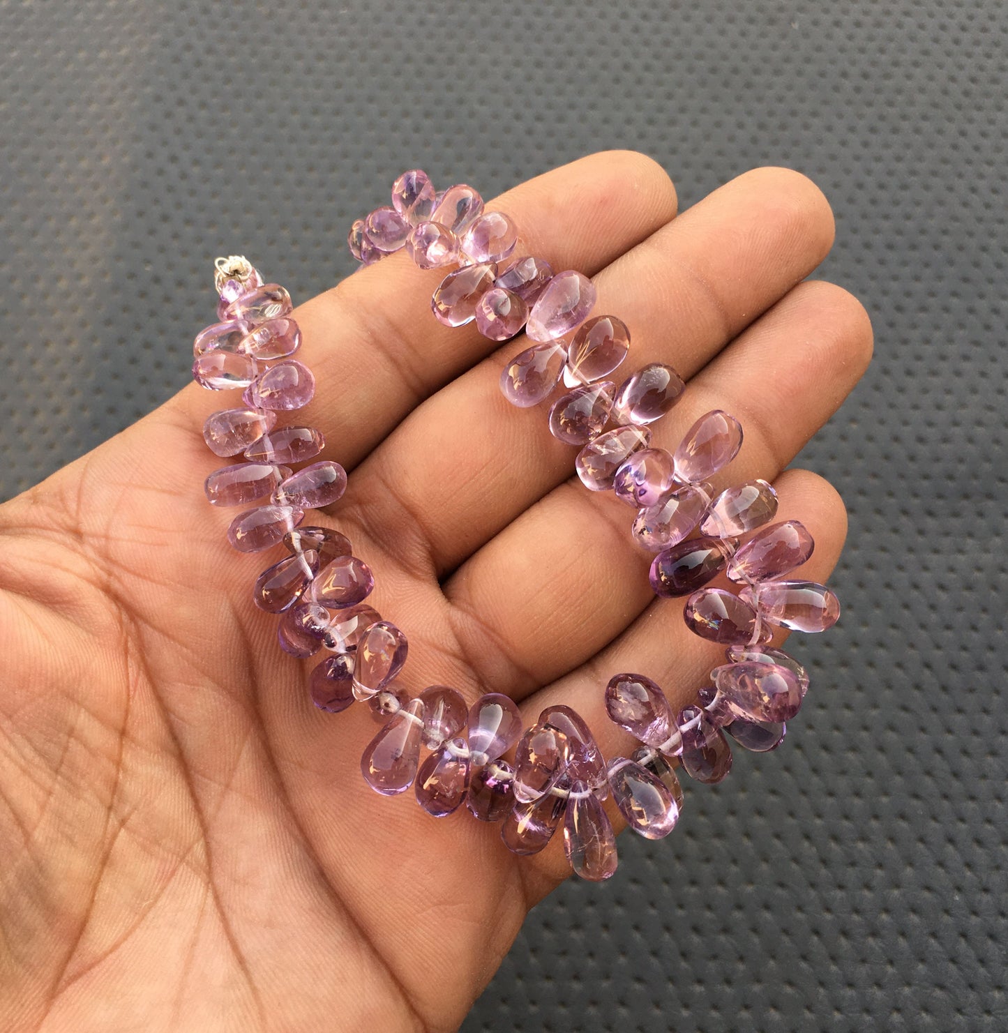 60 Piece Beautiful 8"Long Strand Smooth Teardrop Beads Natural Pink Amethyst Gemstone Briolette Beads Size 4x7-6x15 MM Pink Amethyst Stone