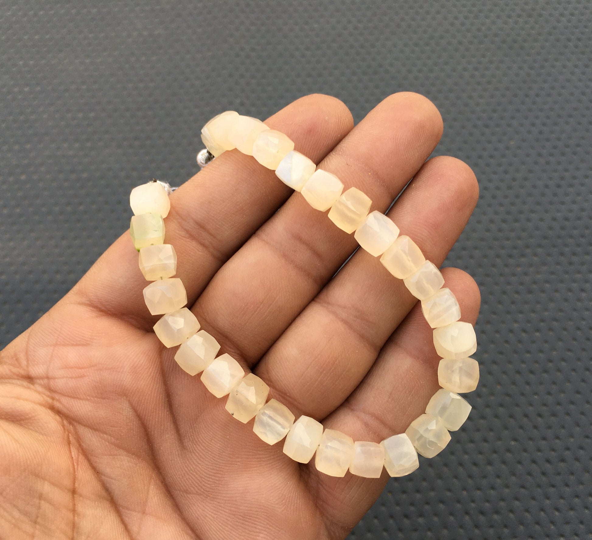 Christmas Sale 8"Long Strand Natural Moonstone Size 7-8 MM Faceted Cube Shape Beads White Moonstone Beads Making Jewelry Moonstone Beads