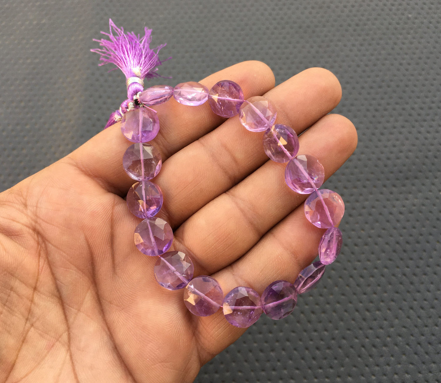 Fabulous Gemstone 17 Pieces Faceted Coin Beads Natural Pink Amethyst Gemstone Size 11-17 MM Amethyst coin Briolette Beads Making Jewelry