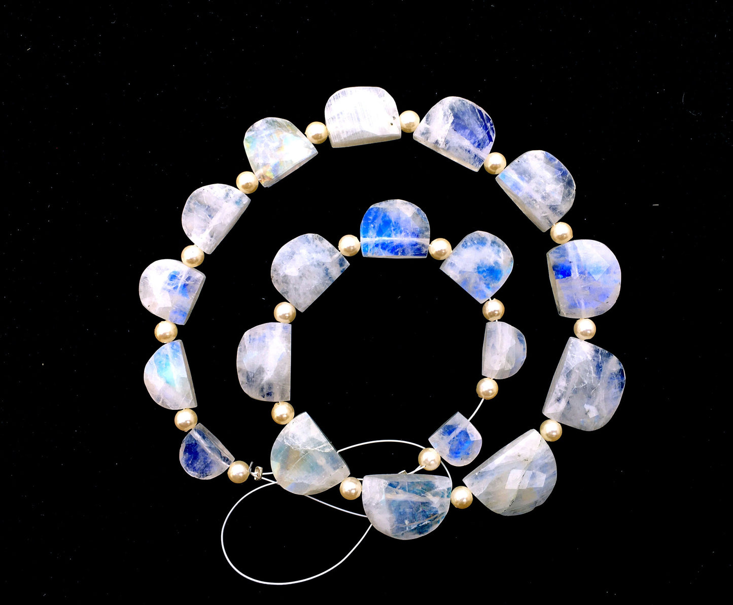 Fabulous Gemstone 16 Piece Natural Rainbow Moonstone,Size 10x9-16x12 MM Faceted U Shape Moonstone Briolette Beads Blue Flashy Making Jewelry