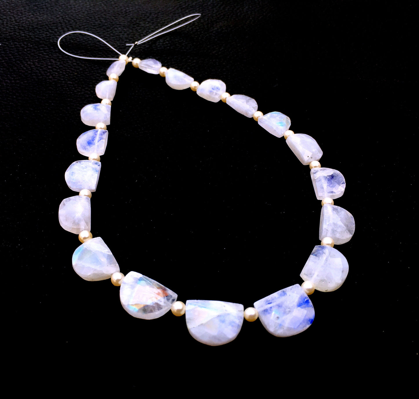 Fabulous Gemstone 16 Piece Natural Rainbow Moonstone,Size 10x9-16x12 MM Faceted U Shape Moonstone Briolette Beads Blue Flashy Making Jewelry