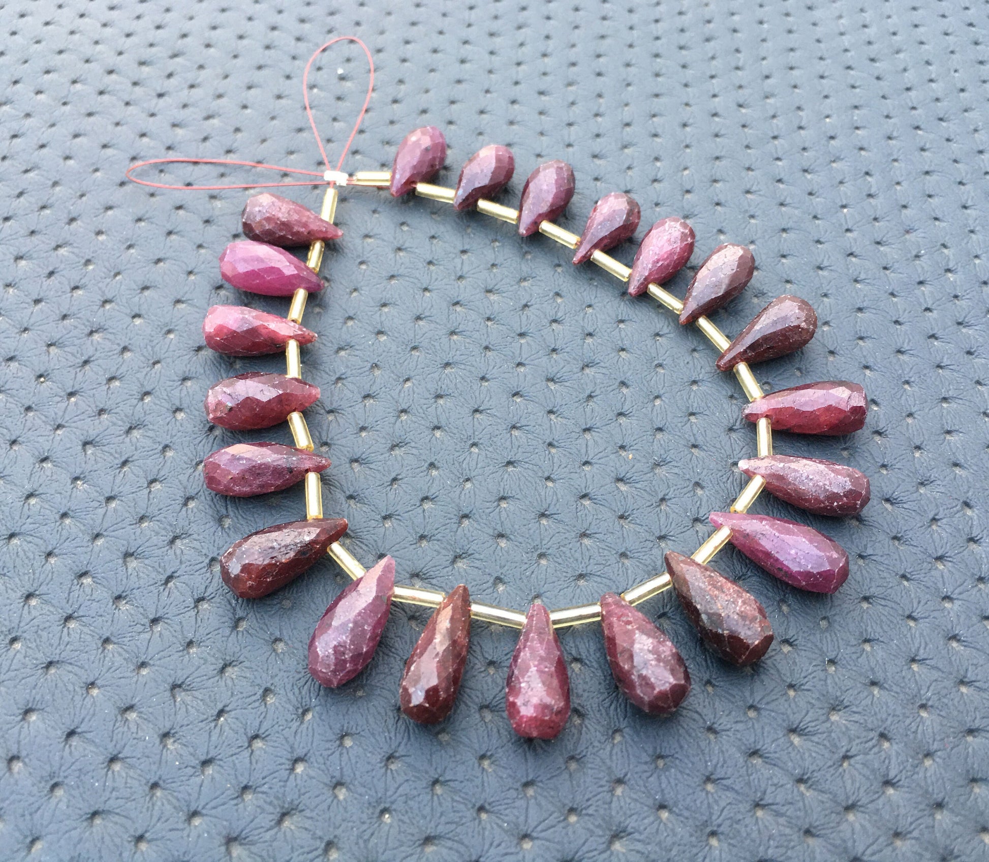 Gemstone Sale Returning Customer 20 Pieces July Birthstone Natural Red Ruby Gemstone Faceted Teardrop Shape Beads, Size 7x15-8.5x18 MM Ruby