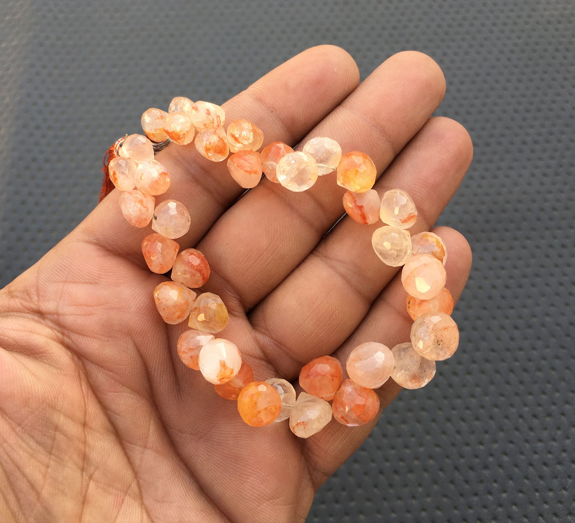 35 Pieces Natural Grophy Quartz Gemstone Faceted Onion Shape 7.5"Long Strand Grophy Beads Size 7-10 MM Making Jewelry Grophy Beads Wholesale