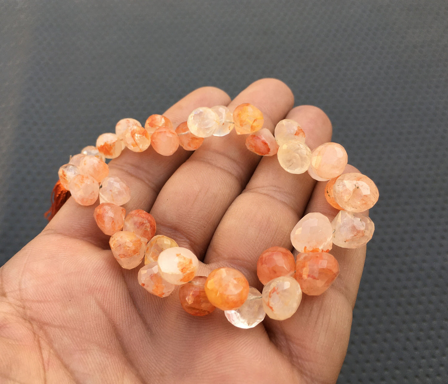 35 Pieces Natural Grophy Quartz Gemstone Faceted Onion Shape 7.5"Long Strand Grophy Beads Size 7-10 MM Making Jewelry Grophy Beads Wholesale