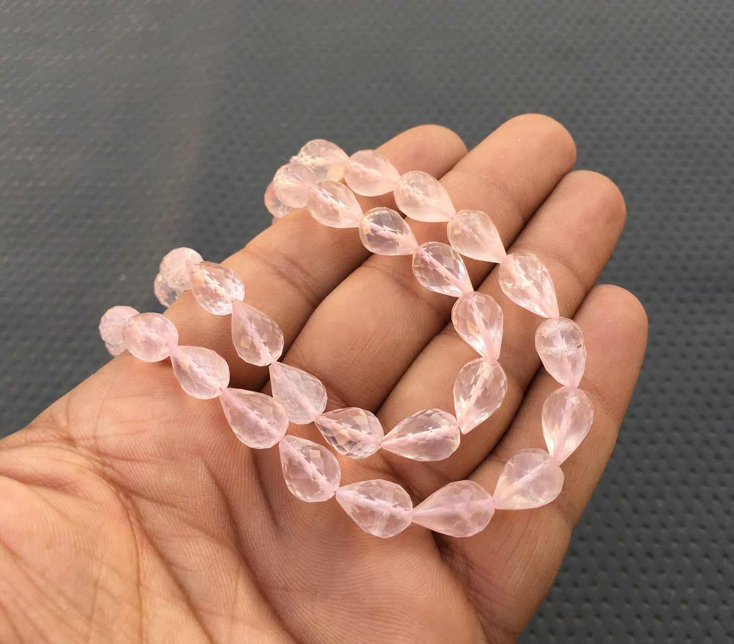 Blessing way Beads Prominent Gemstone 18 Pieces Natural Rose Quartz Gemstone Faceted Teardrop shape,Size 7x10-8x12 MM Pink Briolette Beads