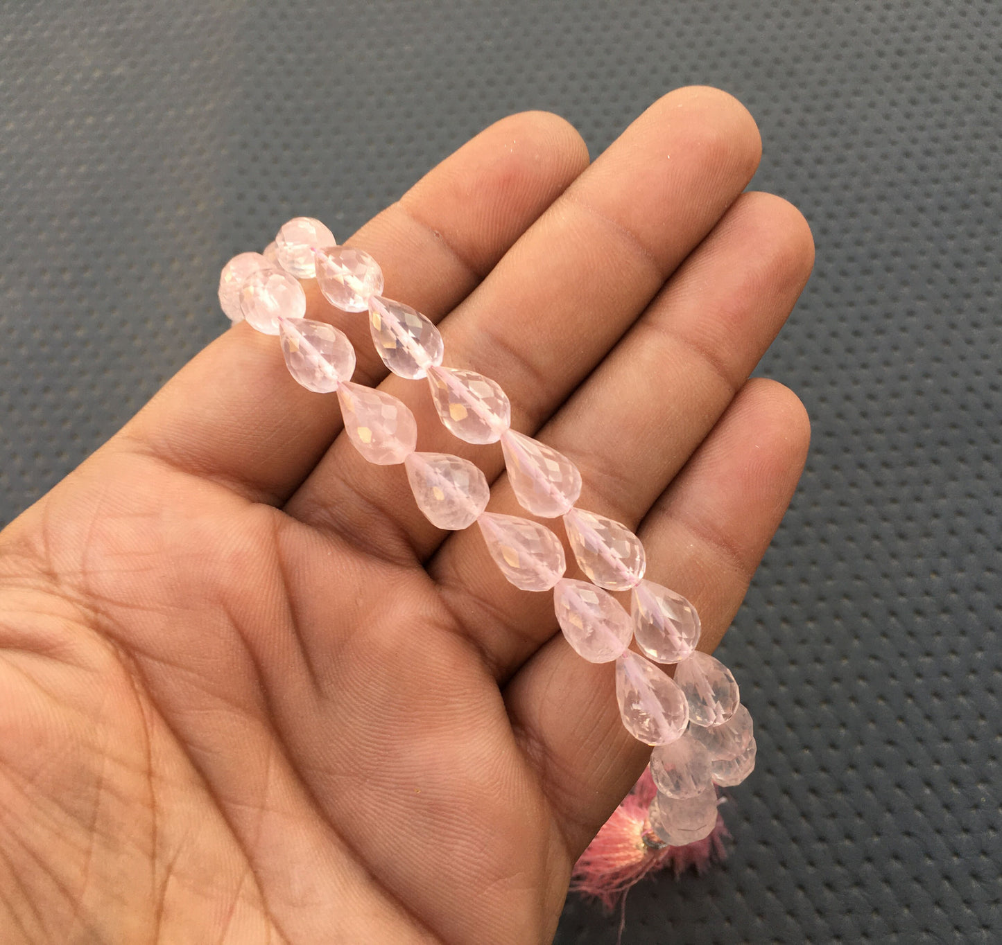 Blessing way Beads Prominent Gemstone 18 Pieces Natural Rose Quartz Gemstone Faceted Teardrop shape,Size 7x10-8x12 MM Pink Briolette Beads