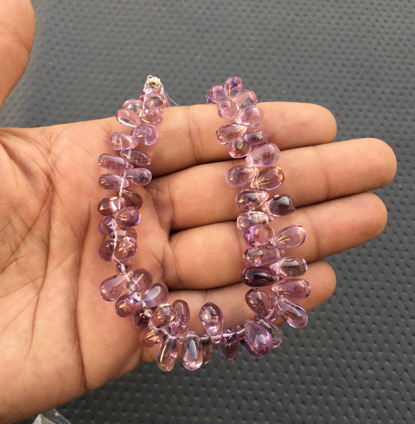 60 Piece Beautiful 8"Long Strand Smooth Teardrop Beads Natural Pink Amethyst Gemstone Briolette Beads Size 4x7-6x15 MM Pink Amethyst Stone