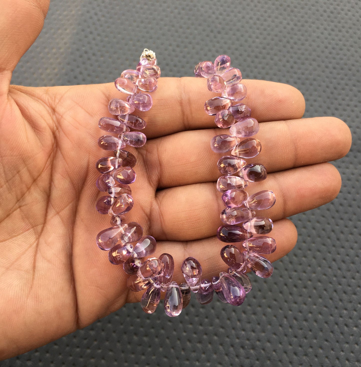 60 Piece Beautiful 8"Long Strand Smooth Teardrop Beads Natural Pink Amethyst Gemstone Briolette Beads Size 4x7-6x15 MM Pink Amethyst Stone