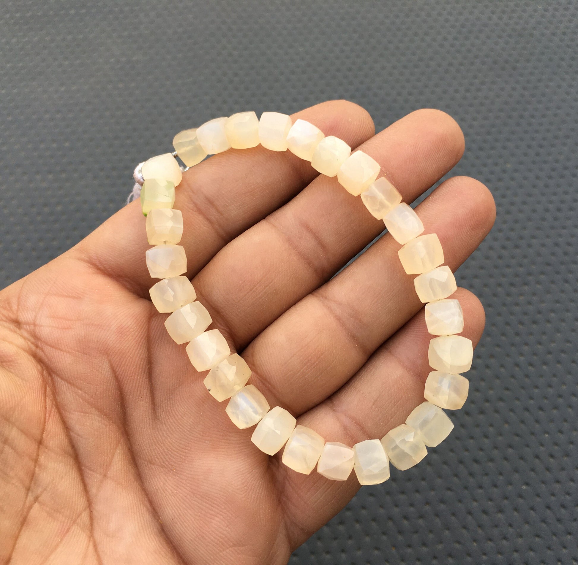 Christmas Sale 8"Long Strand Natural Moonstone Size 7-8 MM Faceted Cube Shape Beads White Moonstone Beads Making Jewelry Moonstone Beads