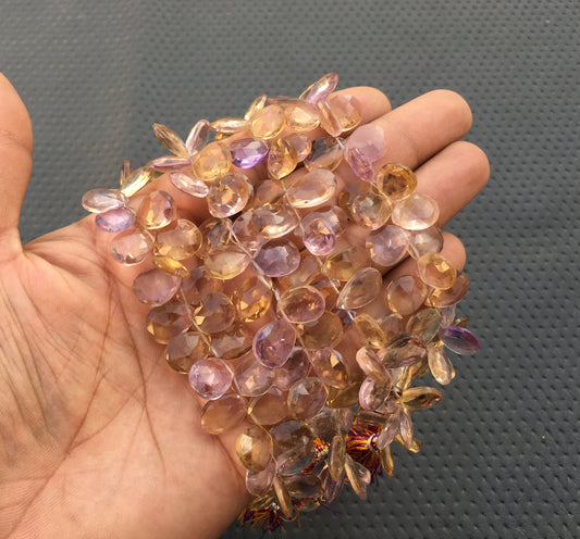 Wholesale Reasonable Price Briolette Beads Natural Ametrine Gemstone 8"Long Strand Faceted Pear Shape Size 9x11-10x13 MM 43 Pieces Ametrine