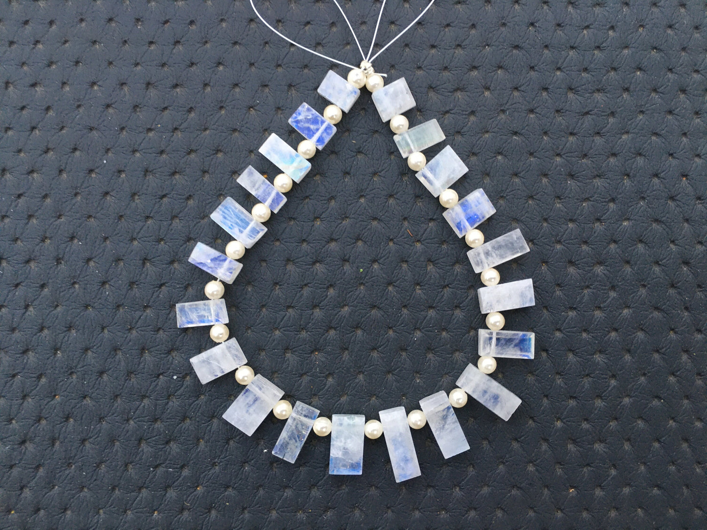 Handmade Semiprecious Blue Fire Stone Natural Rainbow Moonstone Size 4x7-7x14 MM Faceted 21 Piece Rectangle Shape Briolette Beads Blue Flash