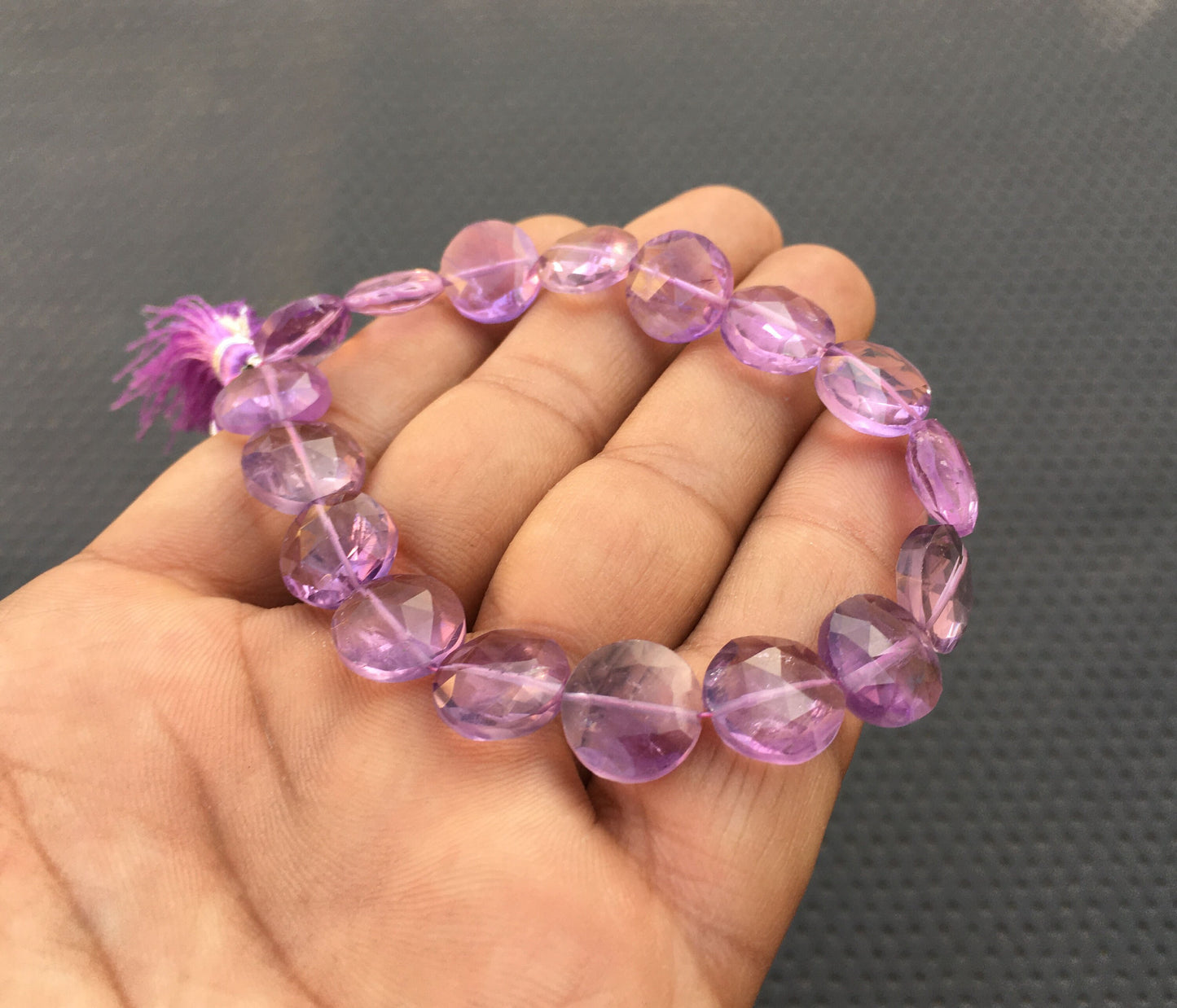 Fabulous Gemstone 17 Pieces Faceted Coin Beads Natural Pink Amethyst Gemstone Size 11-17 MM Amethyst coin Briolette Beads Making Jewelry