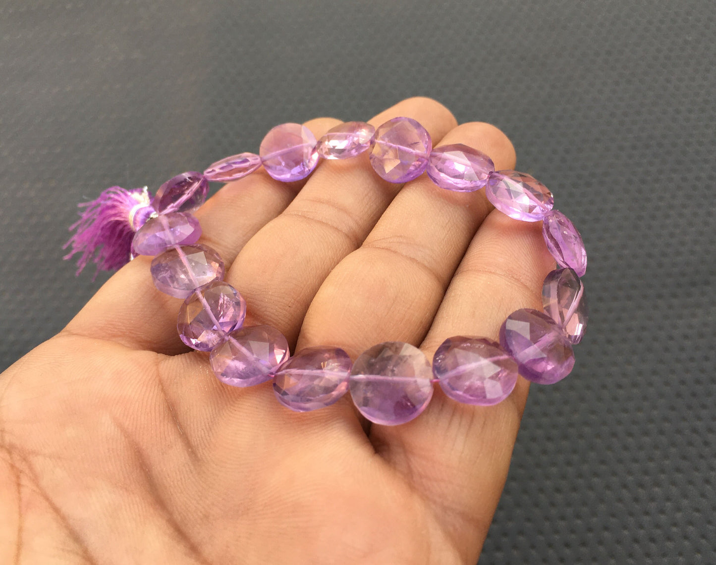 Fabulous Gemstone 17 Pieces Faceted Coin Beads Natural Pink Amethyst Gemstone Size 11-17 MM Amethyst coin Briolette Beads Making Jewelry