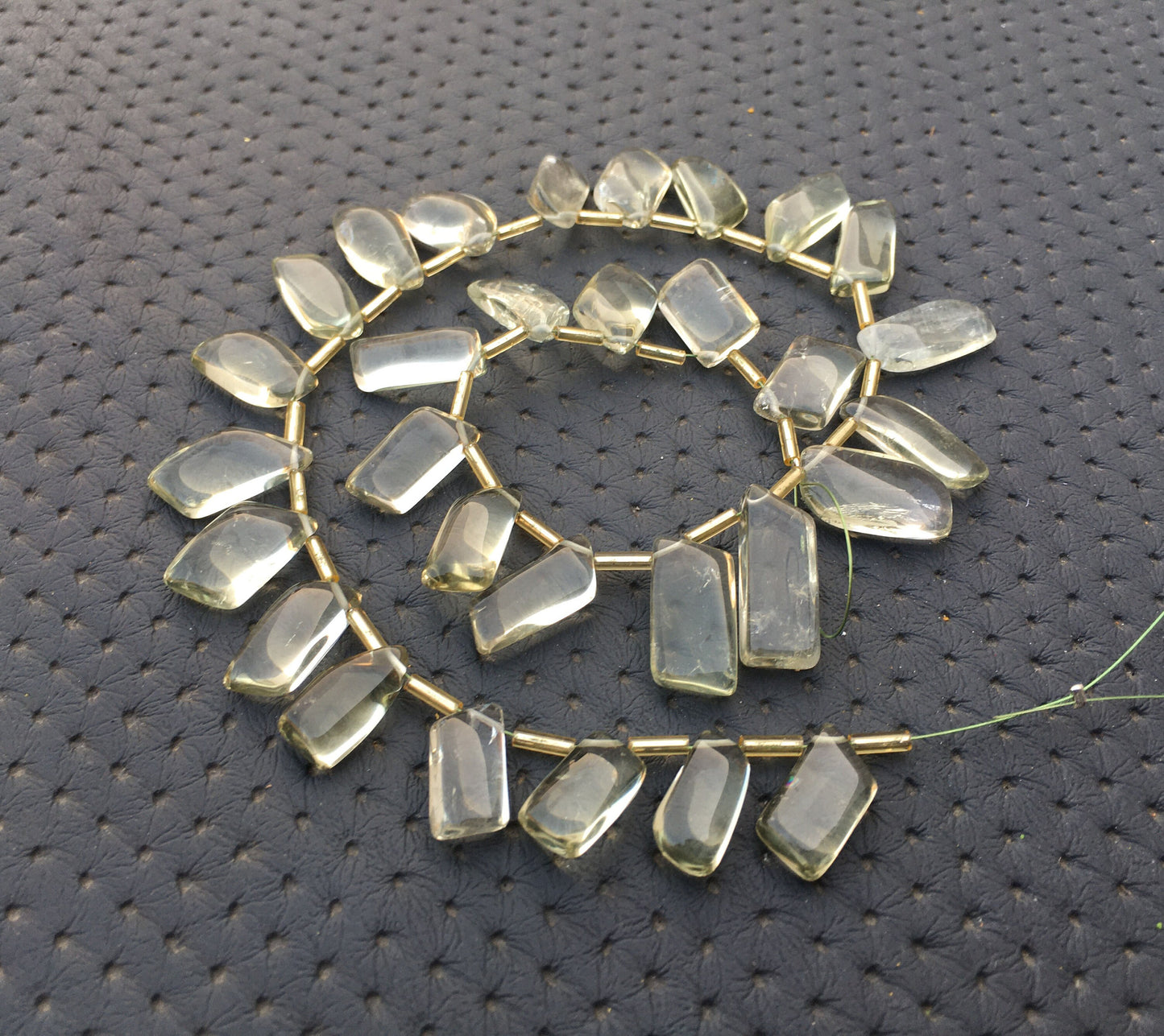 Gorgeous Stones Light Green Beautiful Fancy Shape Smooth Beads 30 Pieces Natural Green Amethyst Gemstone Size 7x14-10x21 MM Green Amethyst