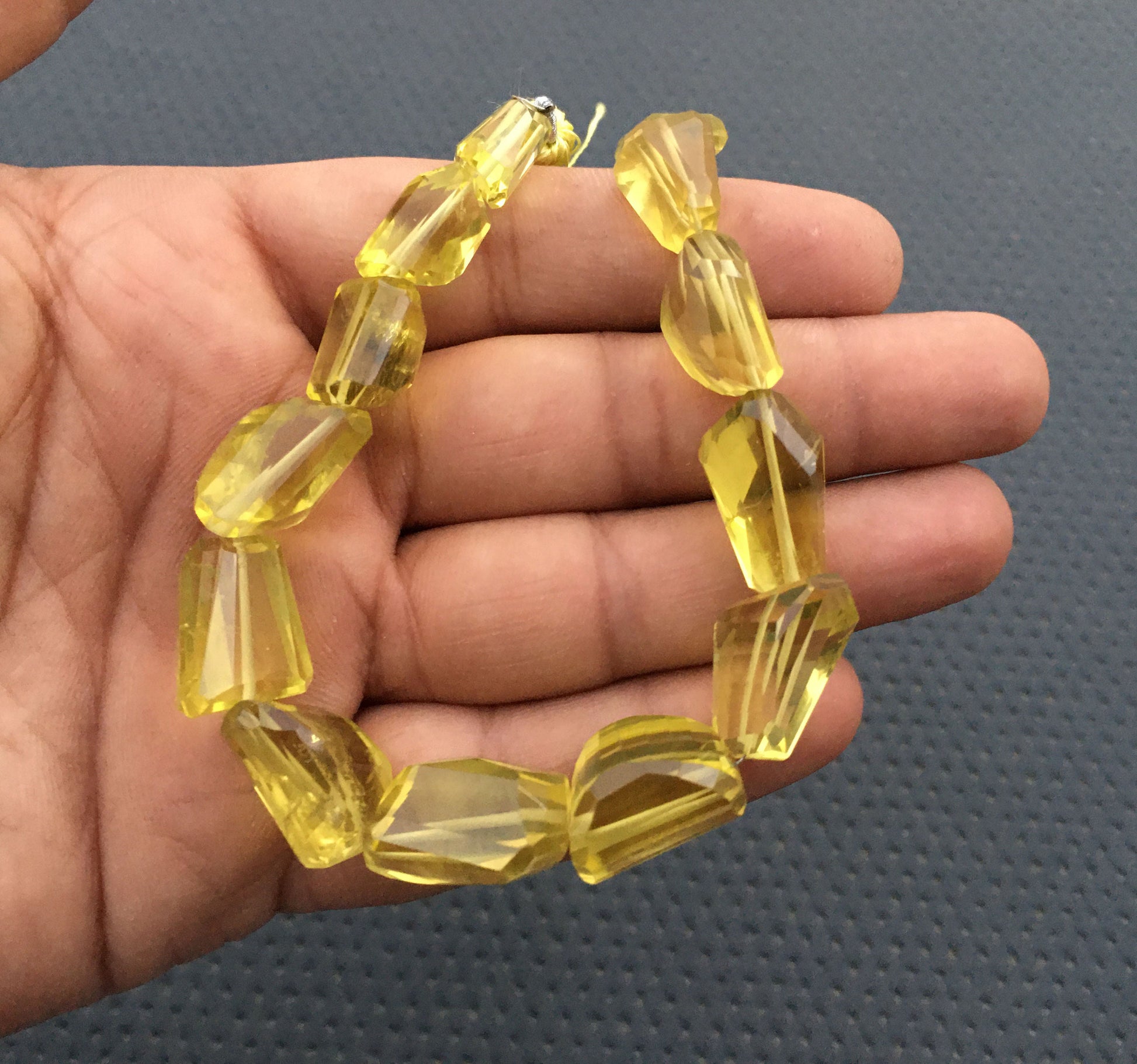 Meditation Spiritual 1 Strand Natural Lemon Quartz 14 Pieces Nuggets Faceted Beads Size 8x12-13x18 MM Lemon Quartz Nuggets Gemstone Beads