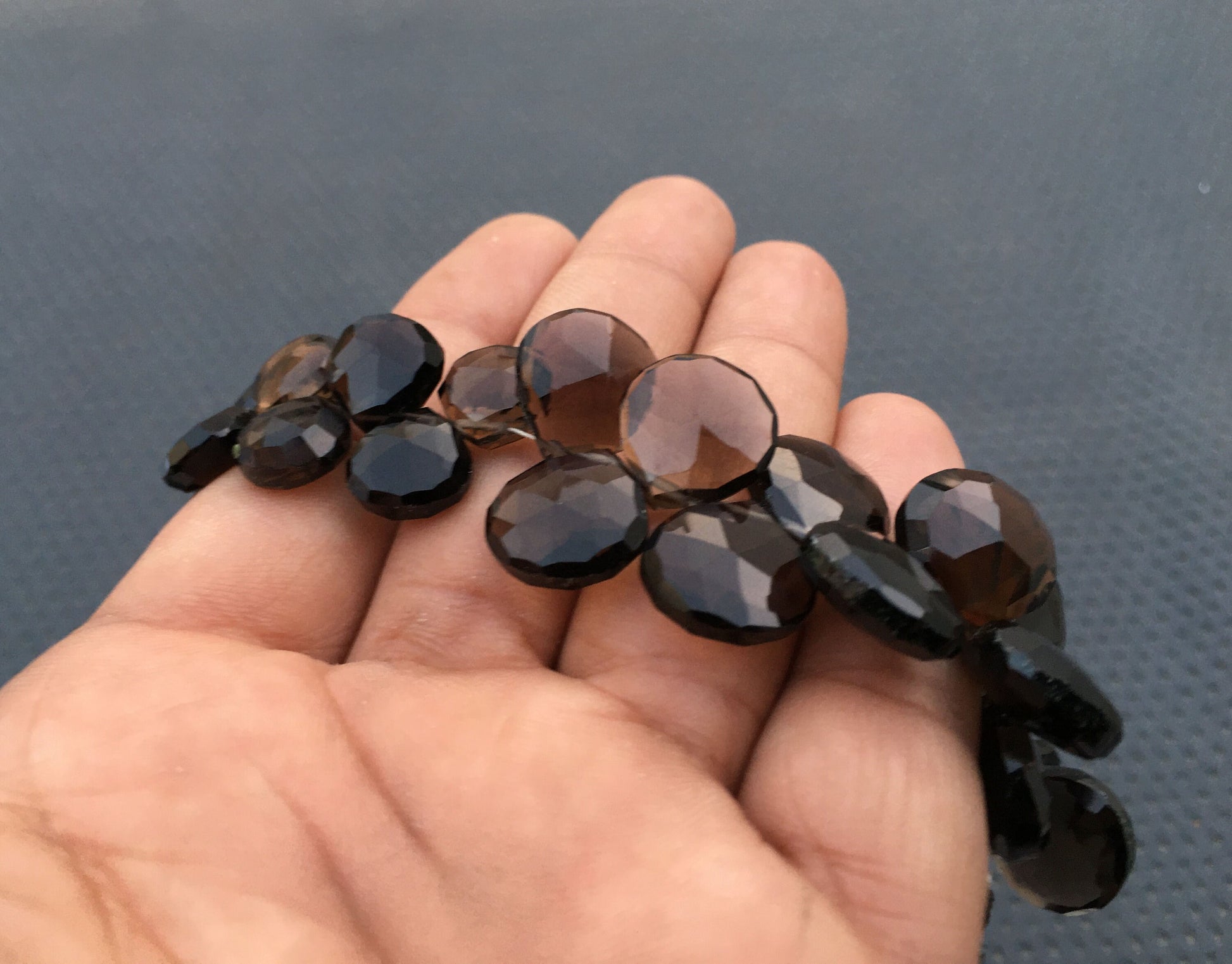 Genuine Quality 1 Strand Natural Smoky Quartz Gemstone 30 Pieces Faceted Heart Shape Briolette Beads Size 11-15 MM Smoky Heart Beads Jewelry