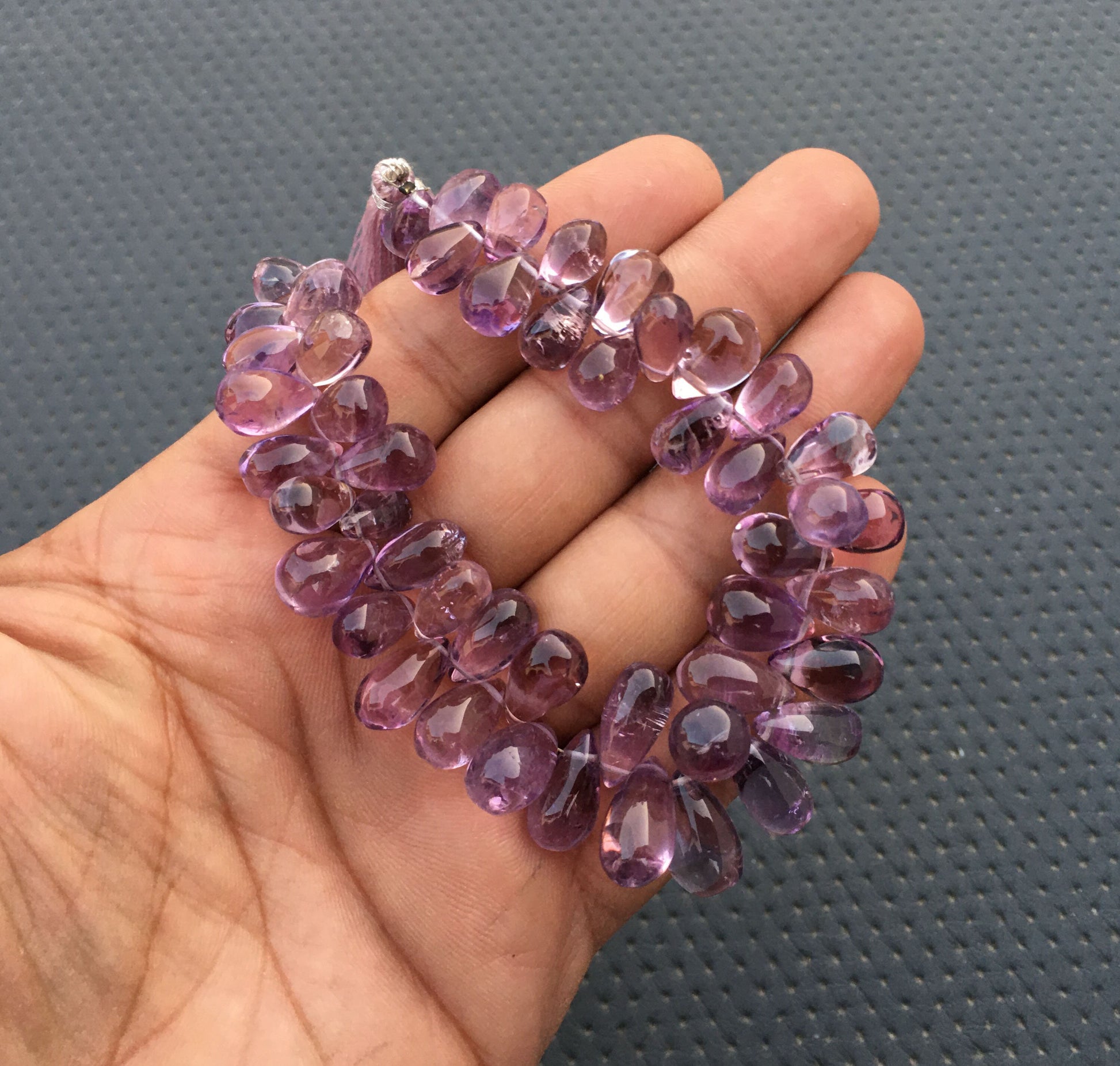 Absorbs Negative Energy 1 Strand Natural Pink Amethyst Gemstone 52 Pieces Smooth Teardrop Beads Briolette Beads Size 6x10-9x15 MM Amethyst