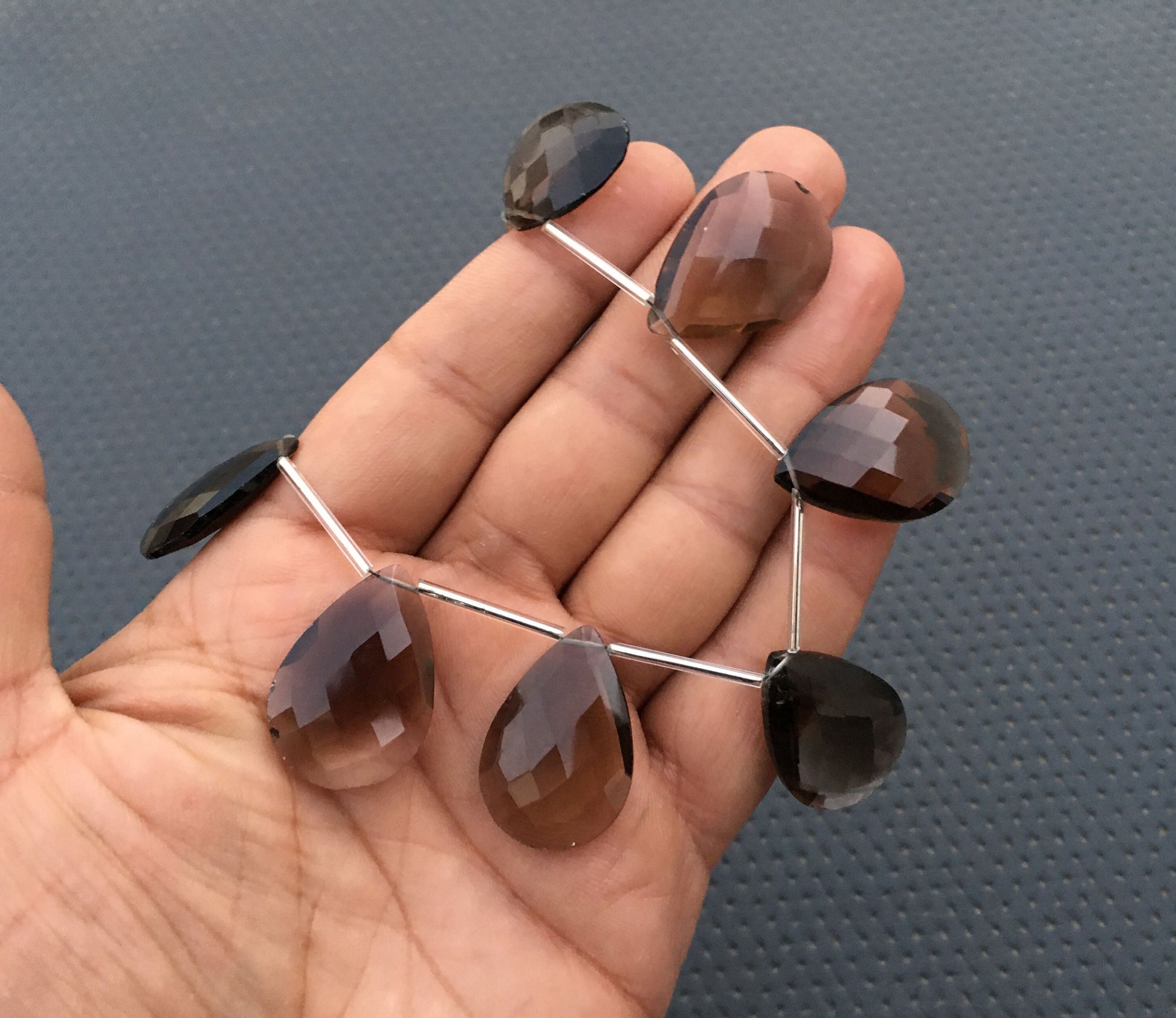 Simply stunning Gemstone 8 Pieces Natural Smoky Quartz Gemstone Faceted Pear 17x26-19x29 MM And Heart Shape 21 MM Beads Making smoky Jewelry