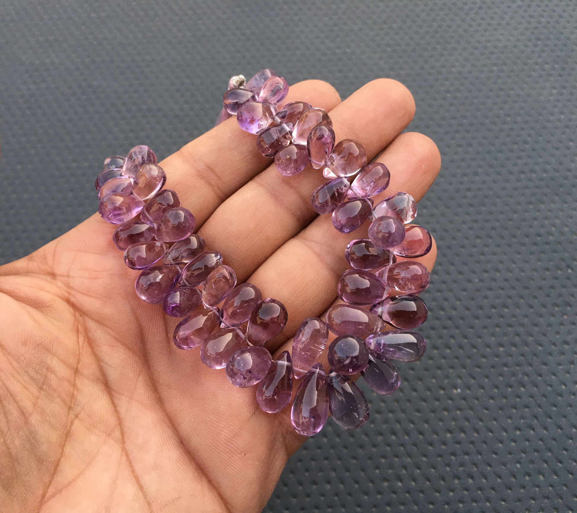 Absorbs Negative Energy 1 Strand Natural Pink Amethyst Gemstone 52 Pieces Smooth Teardrop Beads Briolette Beads Size 6x10-9x15 MM Amethyst