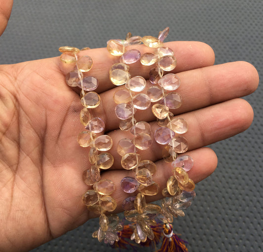 Best Starter Rock Collection Mixture stone Beads 48 Piece Natural Ametrine Gemstone Faceted Pear Size 7x9-7x10 MM Amethyst Citrine Mixture