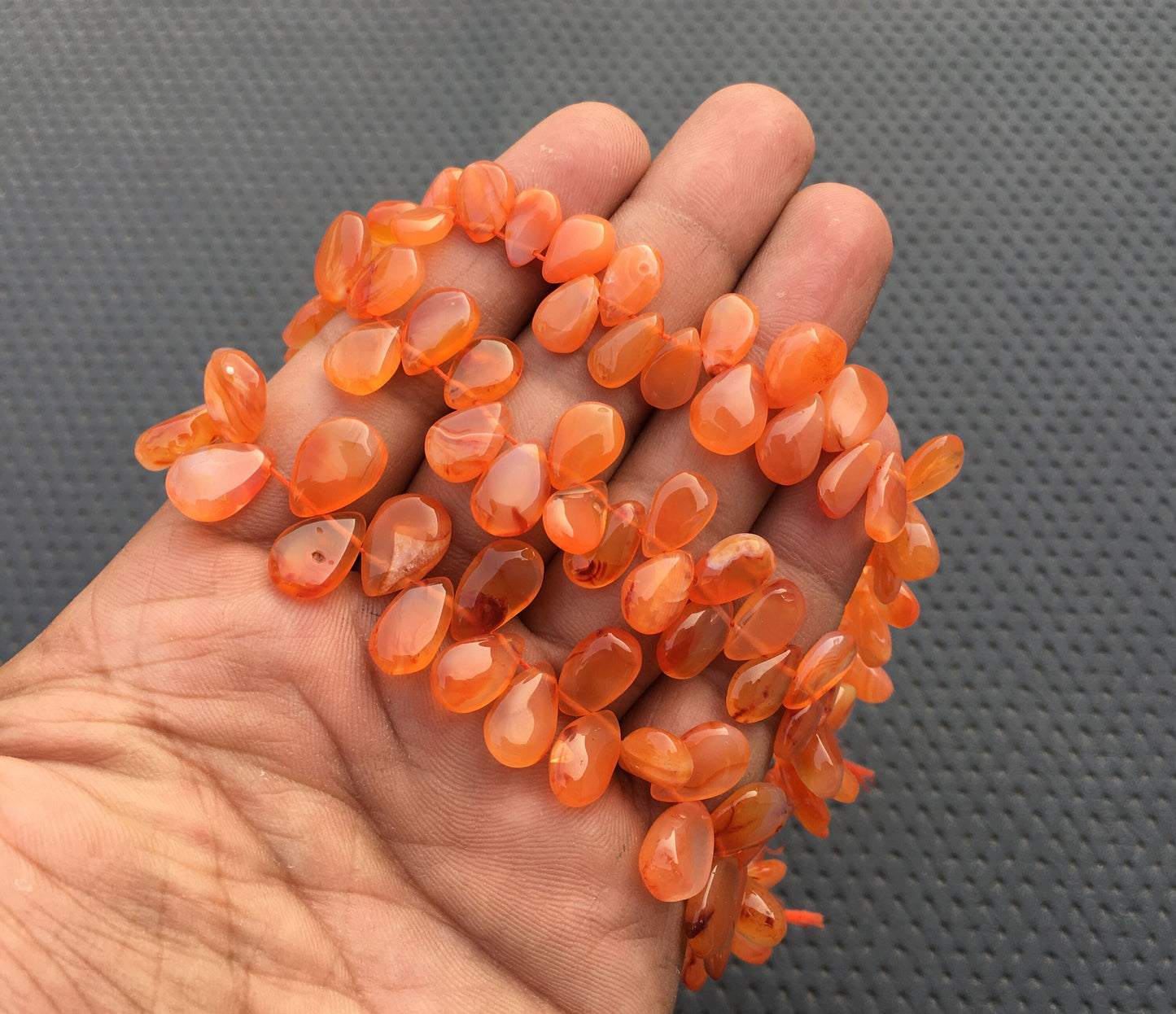 Orange Gemstone New Year Sale Offer Beads 35 Pieces Natural Carnelian Gemstone Smooth Pear Shape Briolette Beads Size 5x7-9x13 MM Wholesale