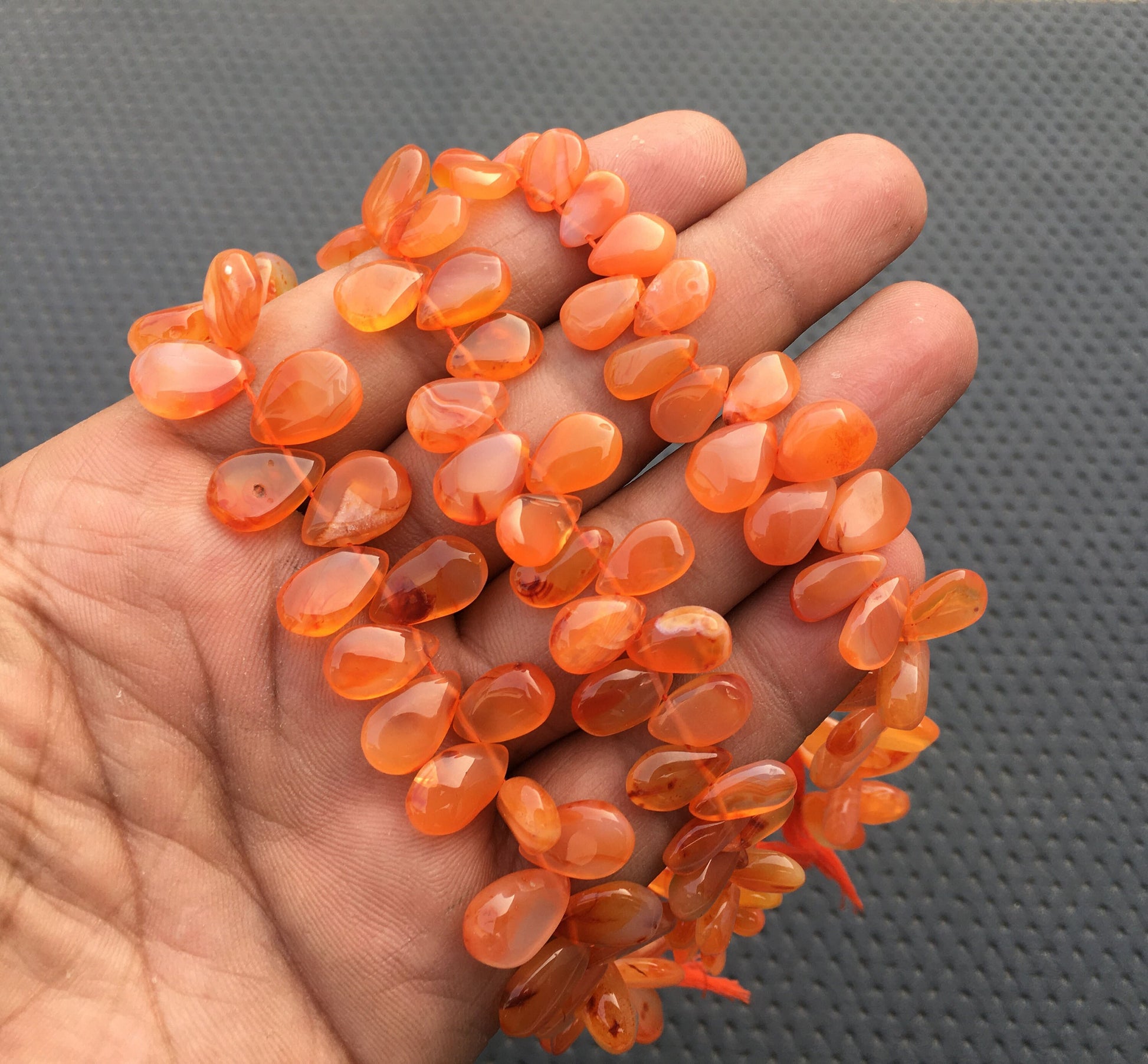 Orange Gemstone New Year Sale Offer Beads 35 Pieces Natural Carnelian Gemstone Smooth Pear Shape Briolette Beads Size 5x7-9x13 MM Wholesale