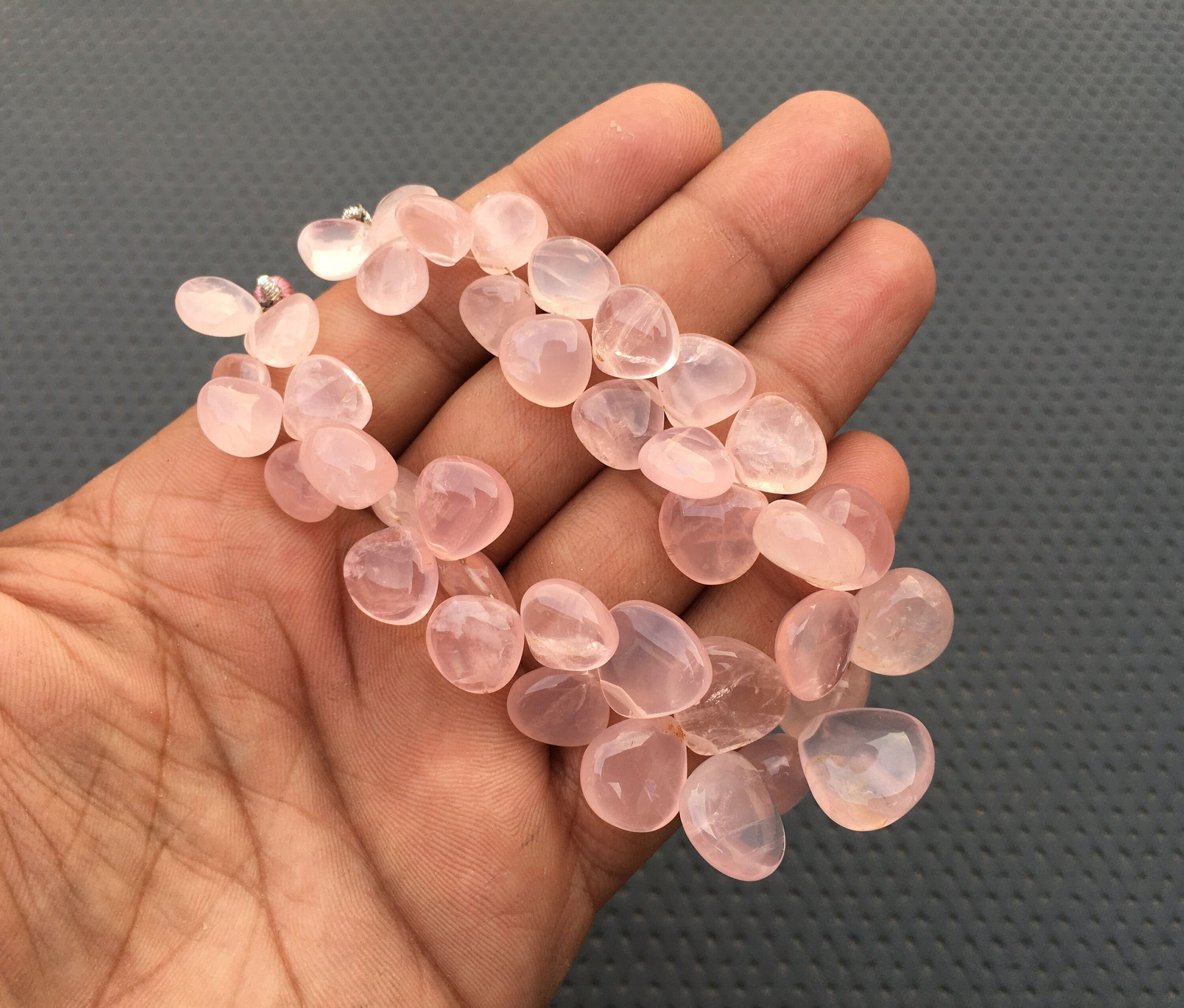 Rose quartz Stone of Love Peace 37 Pieces Smooth Heart Bead 1 Strand Natural Rose Quartz Gemstone Pink Quartz Stone Size 10-16 MM Wholesale