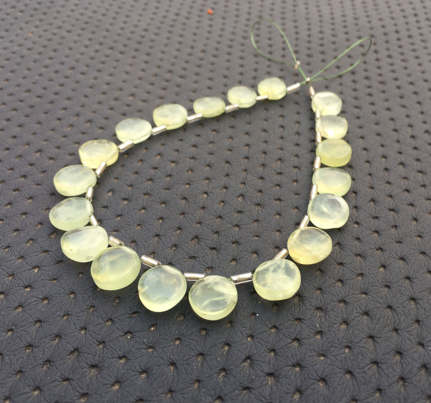 Charming Delicate Genuine Smooth 19 Pieces Briolette Beads Natural Prehnite Gemstone Coin Beads Size 9-11 MM Prehnite Coin Making Jewelry