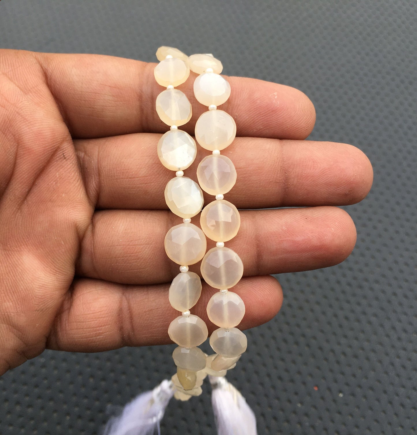 Moonstone New Beginnings feminist Protection 16 Pieces Natural Moonstone Faceted Coin Shape Bead Size 8-10 MM Gemstone Coin Beads Briolette