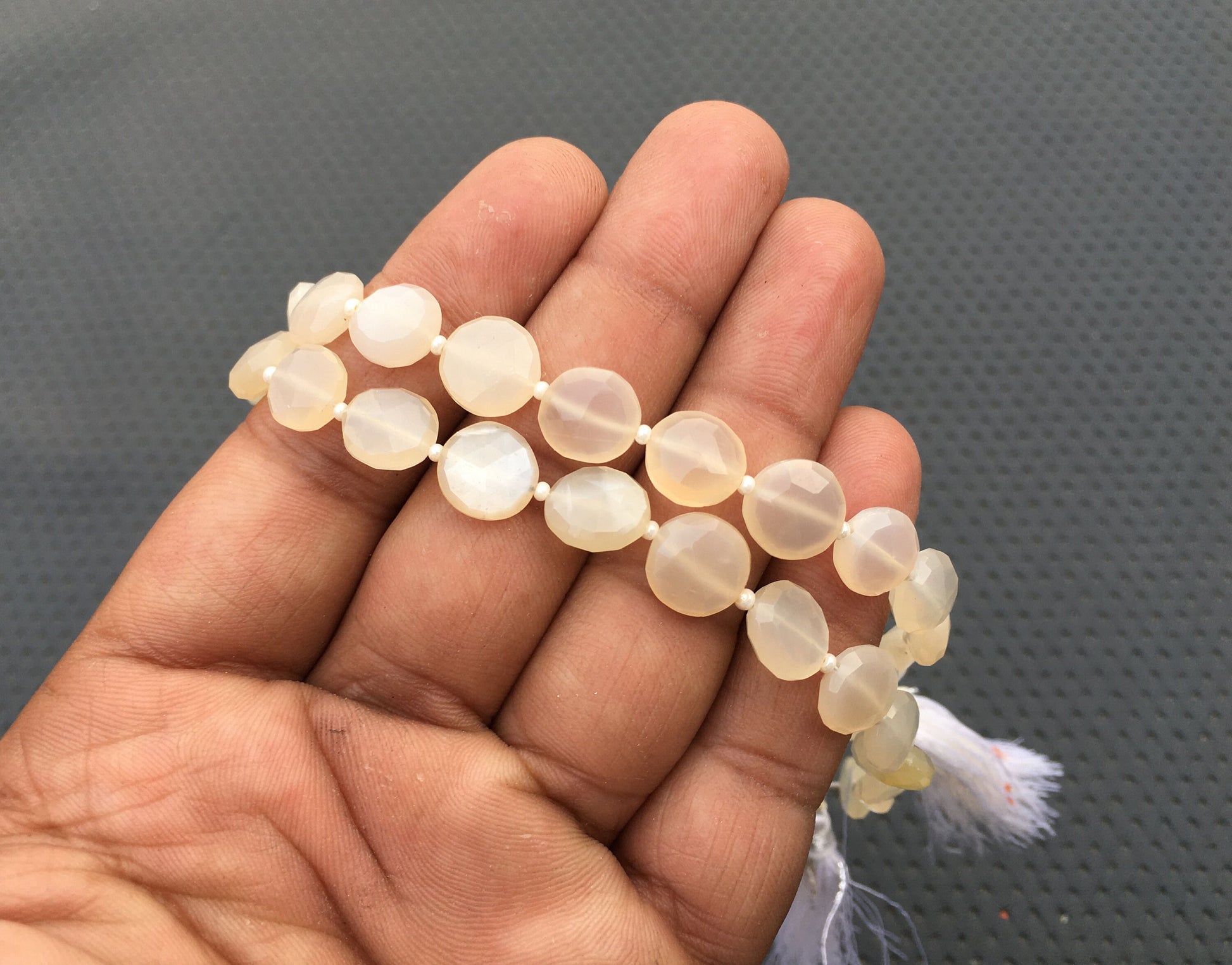 Moonstone New Beginnings feminist Protection 16 Pieces Natural Moonstone Faceted Coin Shape Bead Size 8-10 MM Gemstone Coin Beads Briolette