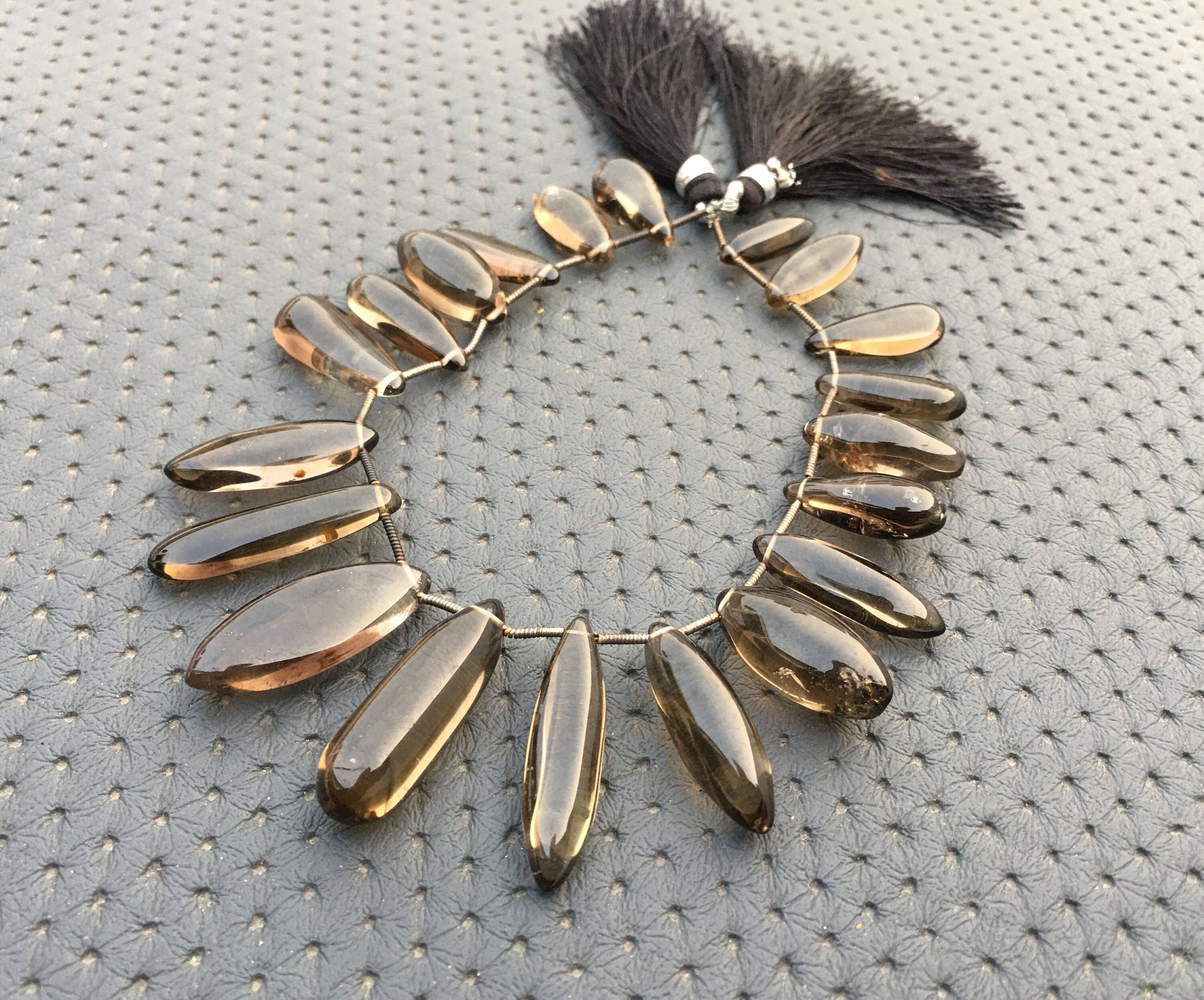 Gemstone Sale Returning customer 1 Strand Natural Smoky Quartz Gemstone Smooth Marquise Shape Size 5x19-11x30 MM AAA Smoky Briolette Beads