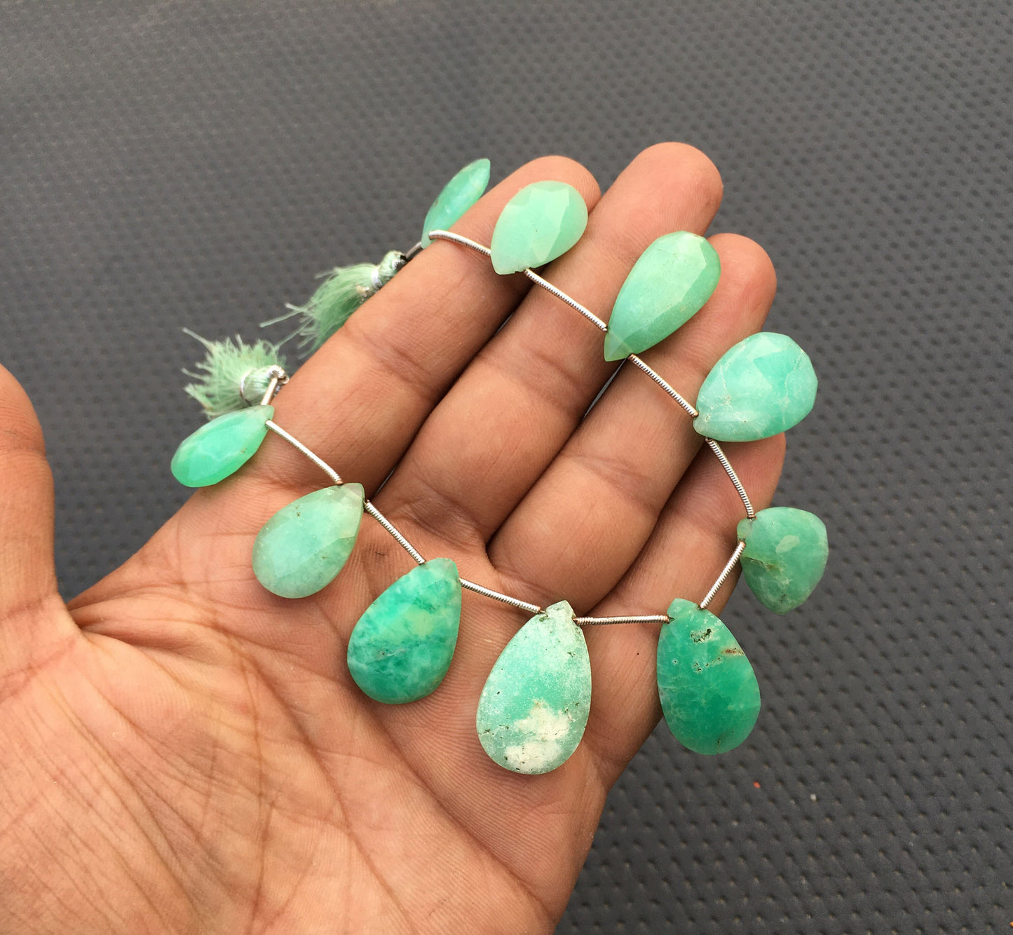 Rare Collections 1 Strand Infinity Quality Top Glorious 10 Piece Natural Chrysoprase Gemstone Size 12x18-17x28 MM Beautiful Chrysoprase Pear