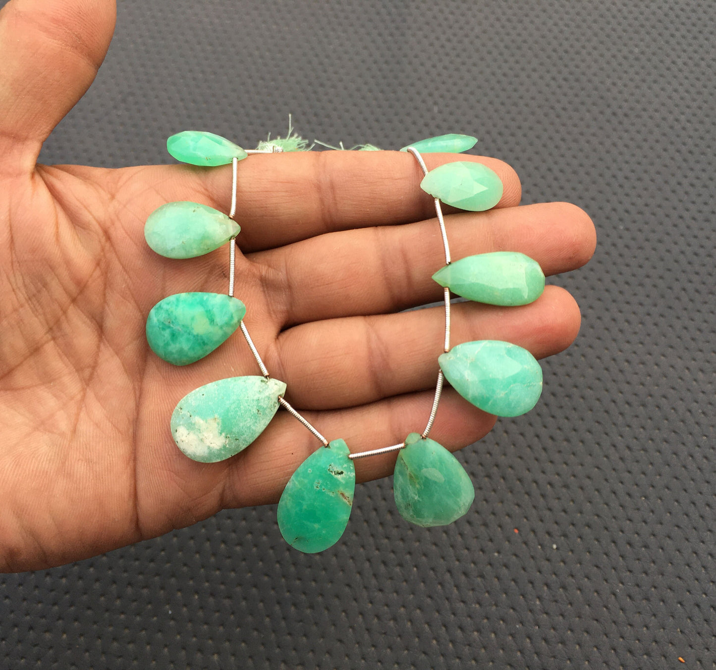 Rare Collections 1 Strand Infinity Quality Top Glorious 10 Piece Natural Chrysoprase Gemstone Size 12x18-17x28 MM Beautiful Chrysoprase Pear