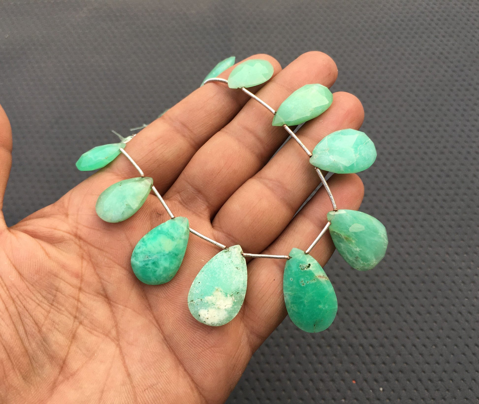 Rare Collections 1 Strand Infinity Quality Top Glorious 10 Piece Natural Chrysoprase Gemstone Size 12x18-17x28 MM Beautiful Chrysoprase Pear