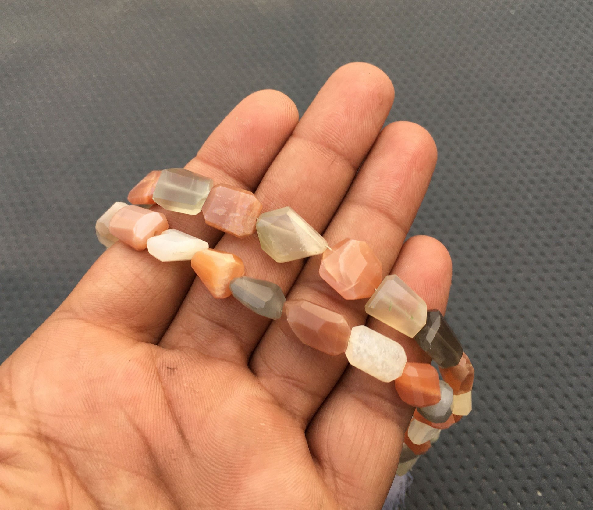 10"Long Strand Genuine Quality Beads Natural Multi Moonstone 19 Piece Nuggets Shape Beads Size 8x11-13x14 MM Multi Moonstone Faceted Nuggets