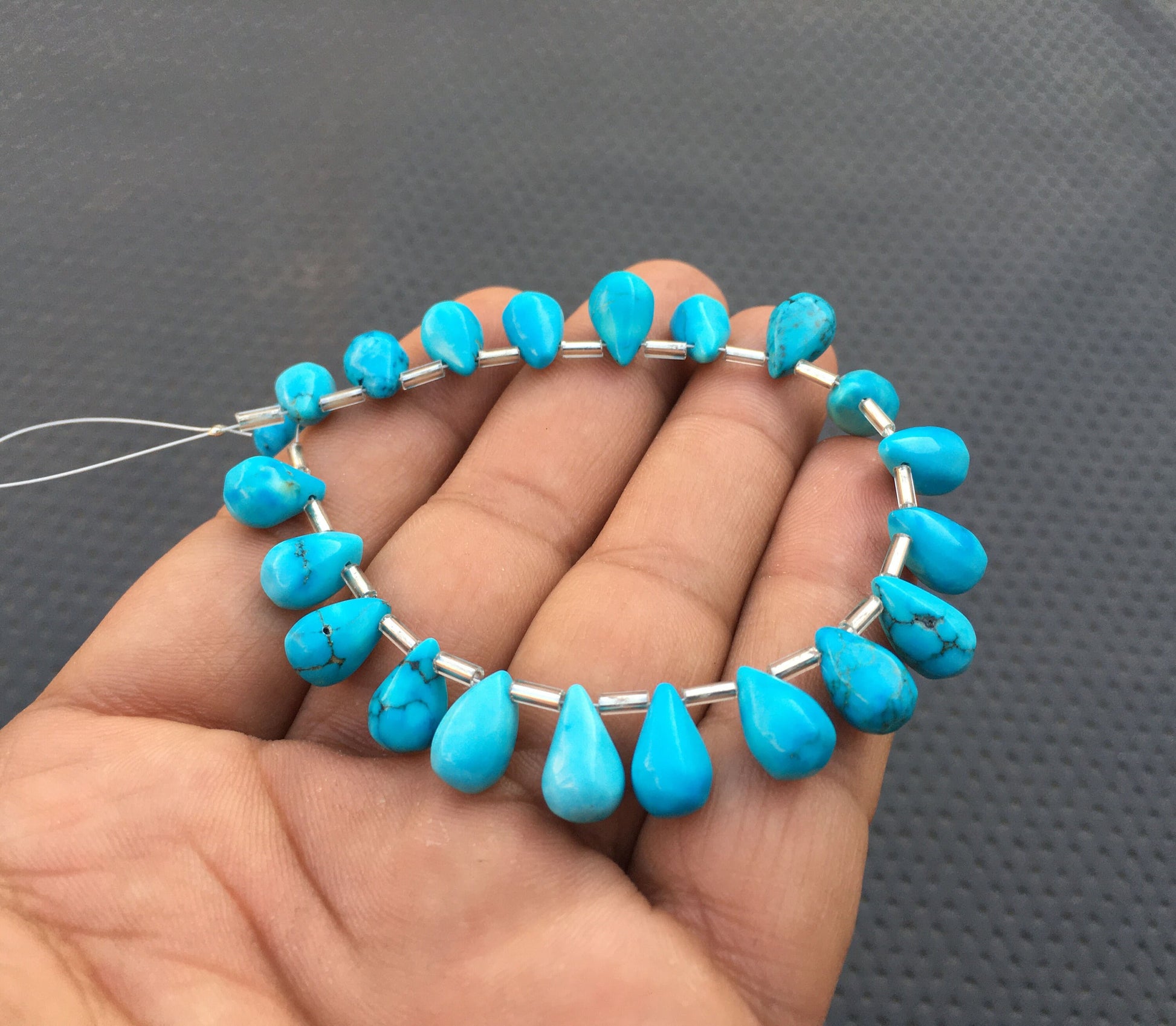 Best Quality 1 Strand Turquoise Gemstone 21 Pieces Smooth Tear Drop Shape Beads,Size 6x9-7x12 MM Sky Blue Turquoise Making Smooth Jewelry