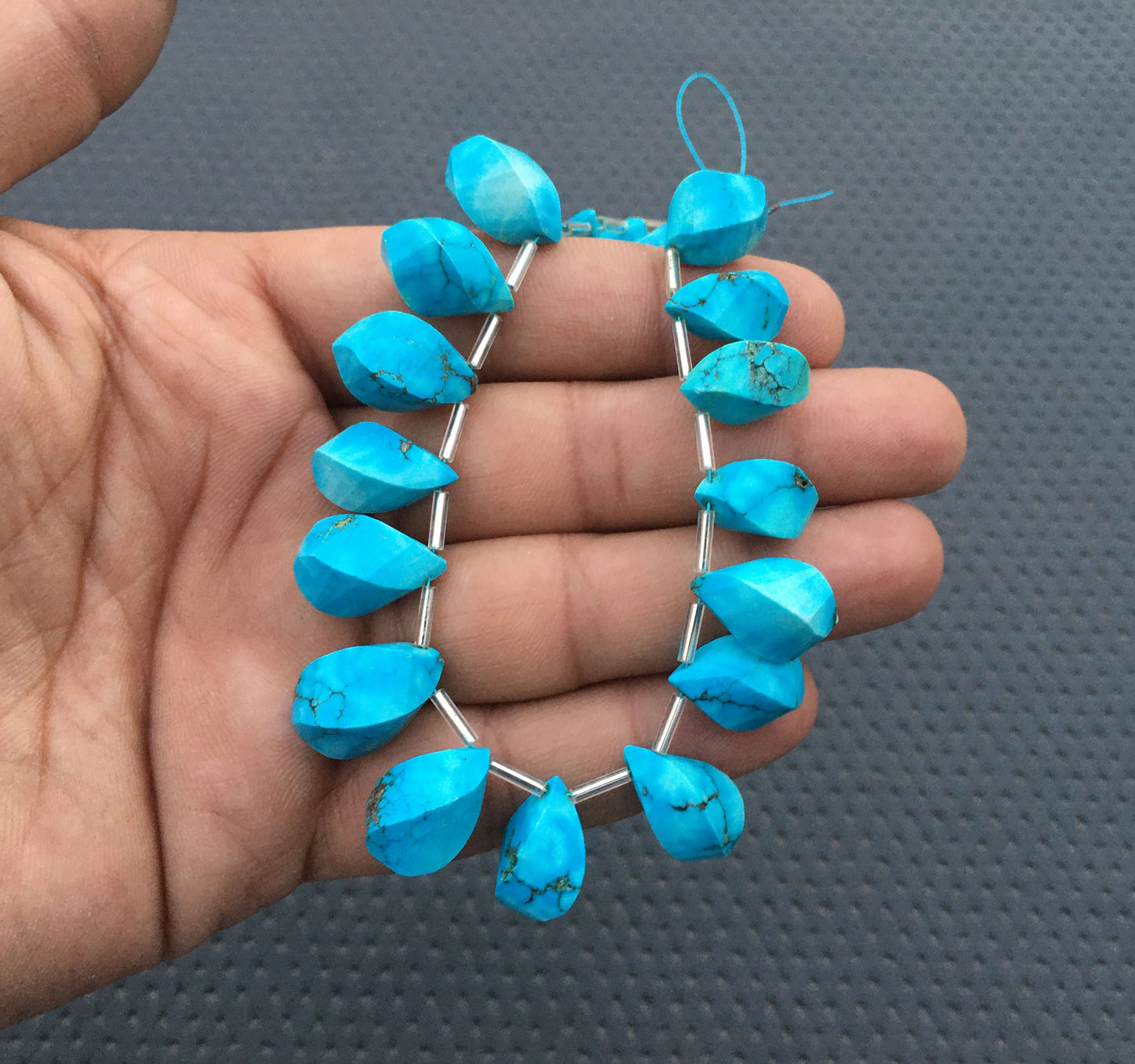 AAA Quality 1 Strand Turquoise Gemstone 18 Pieces Twisted Shape Beads,Size 8x13-10x18 MM December Birthstone,Sky Blue Turquoise Wholesale